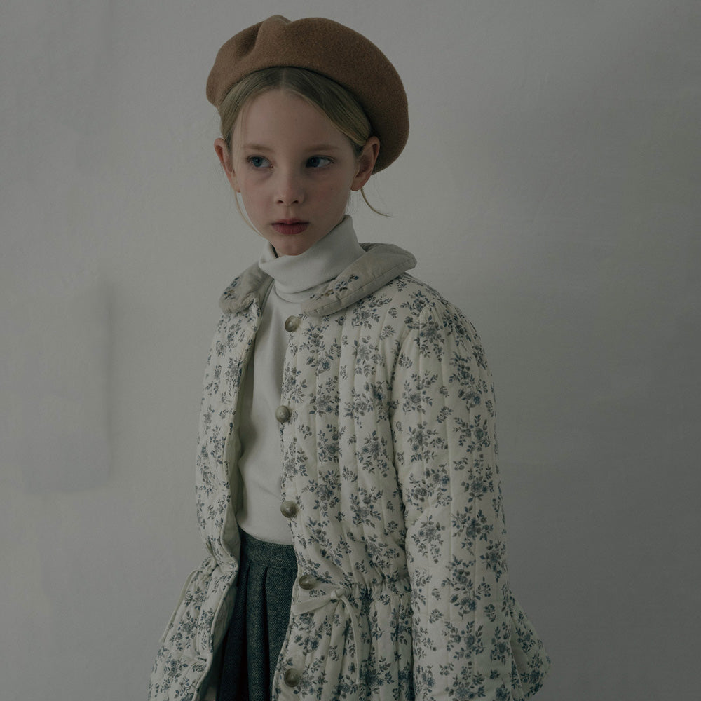 Girls Beige Cotton Turtleneck