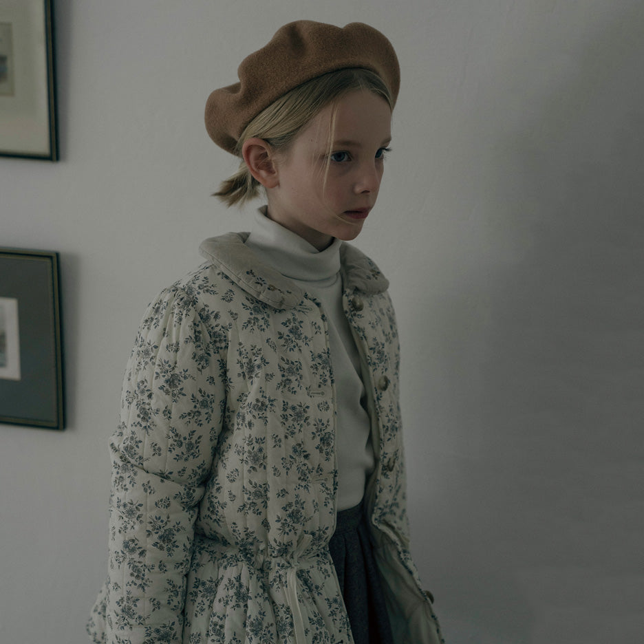 Girls Beige Cotton Turtleneck