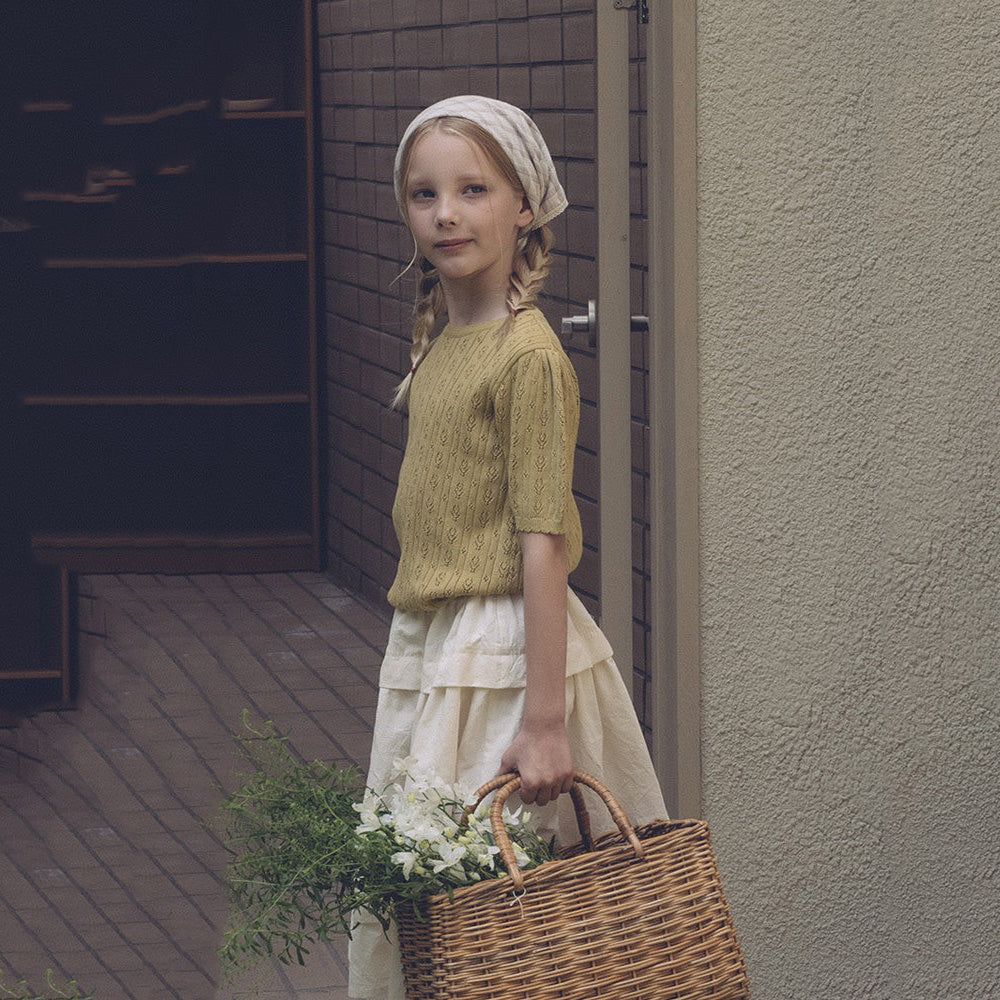 Girls Cream Cotton Skirt