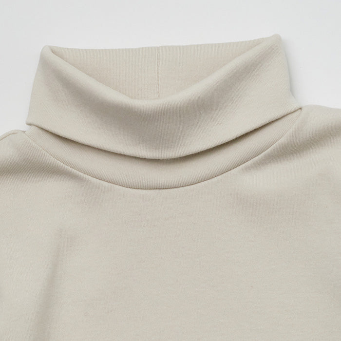 Girls Beige Cotton Turtleneck