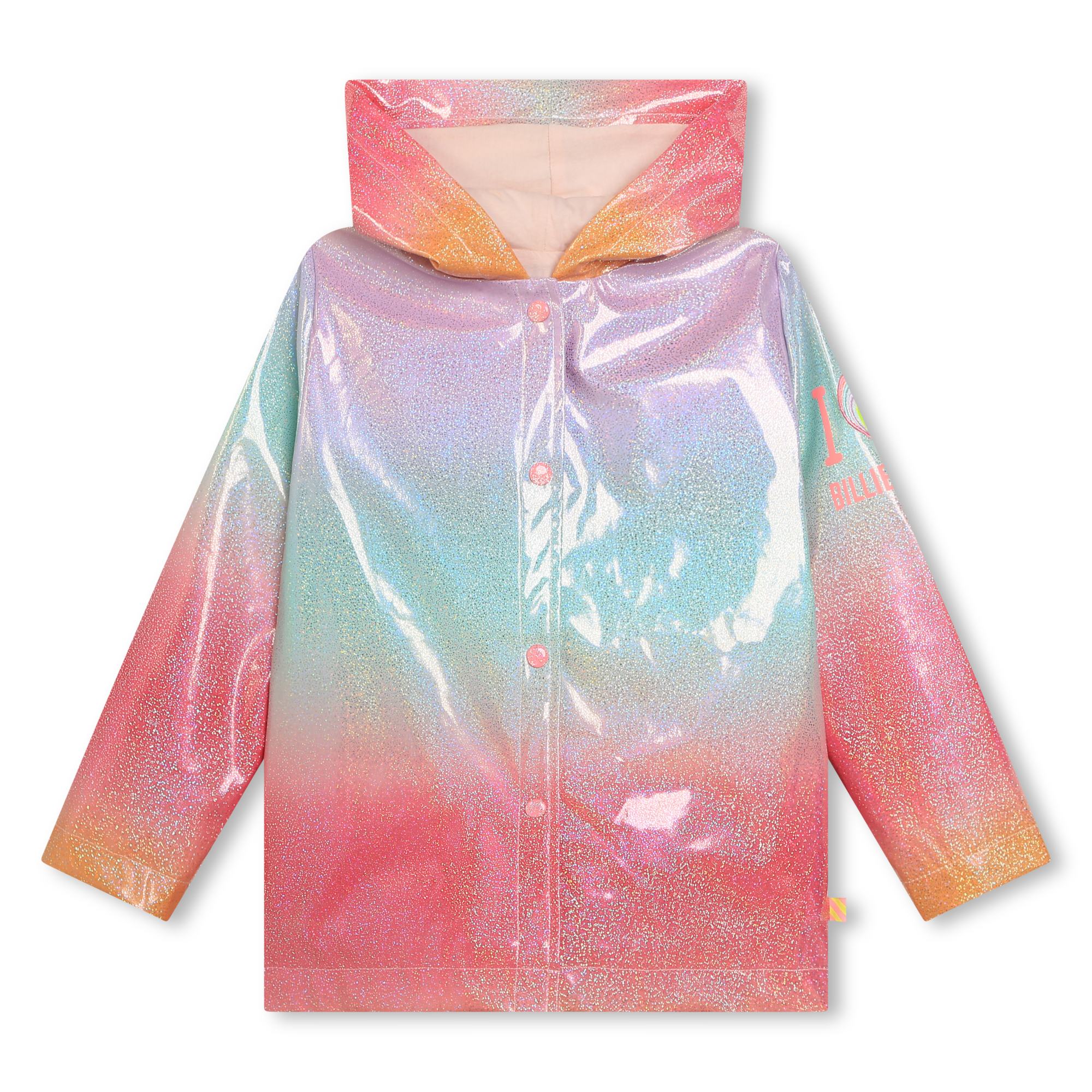 Girls Pink Rainbow Glitter Raincoat