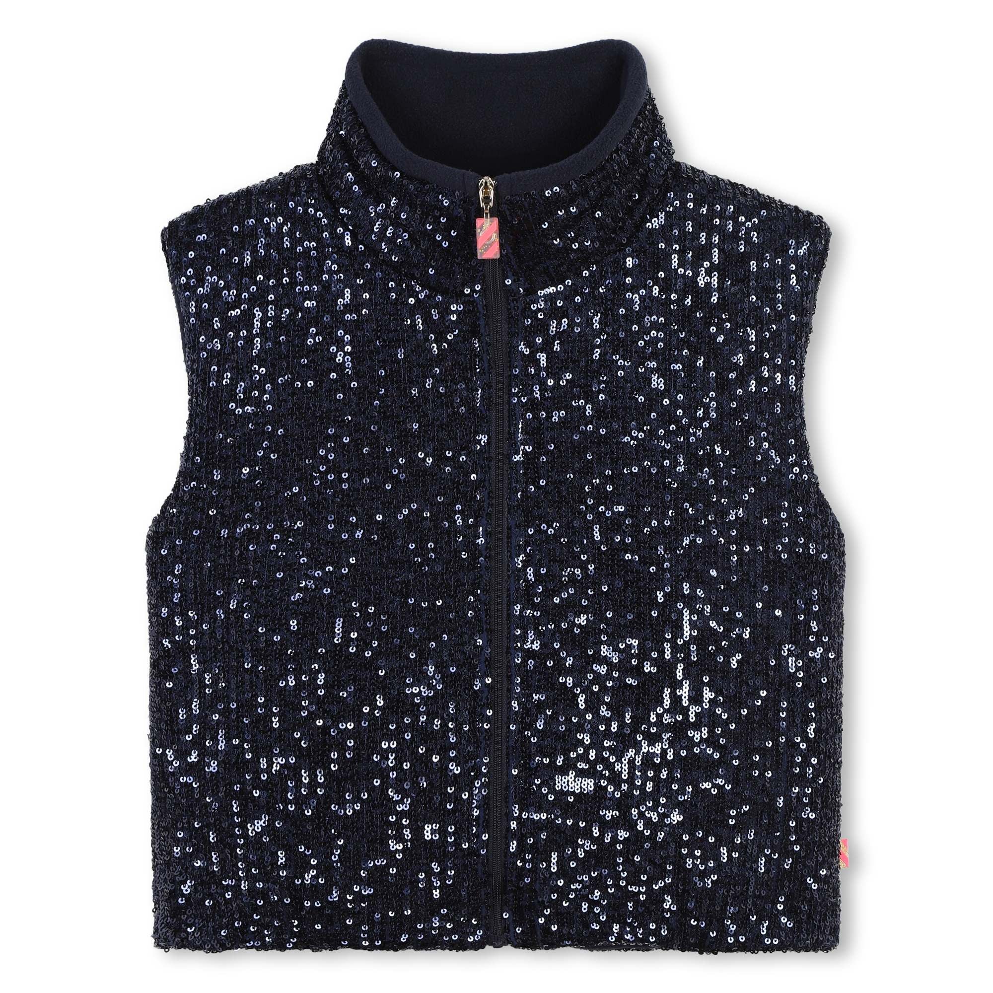 Girls Dark Blue Sequin Padded Gilet