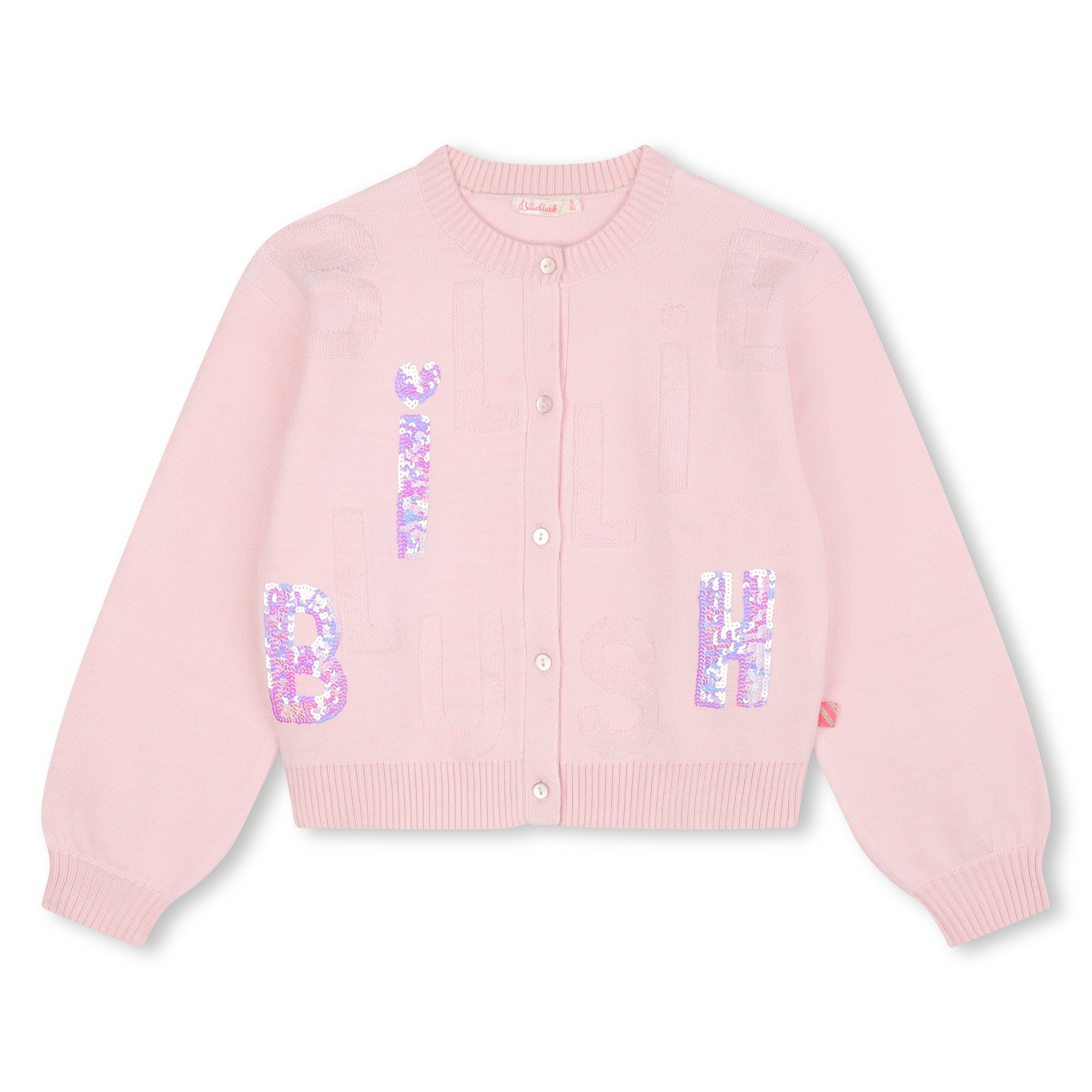 Girls Light Pink Sequin Knit Cardigan