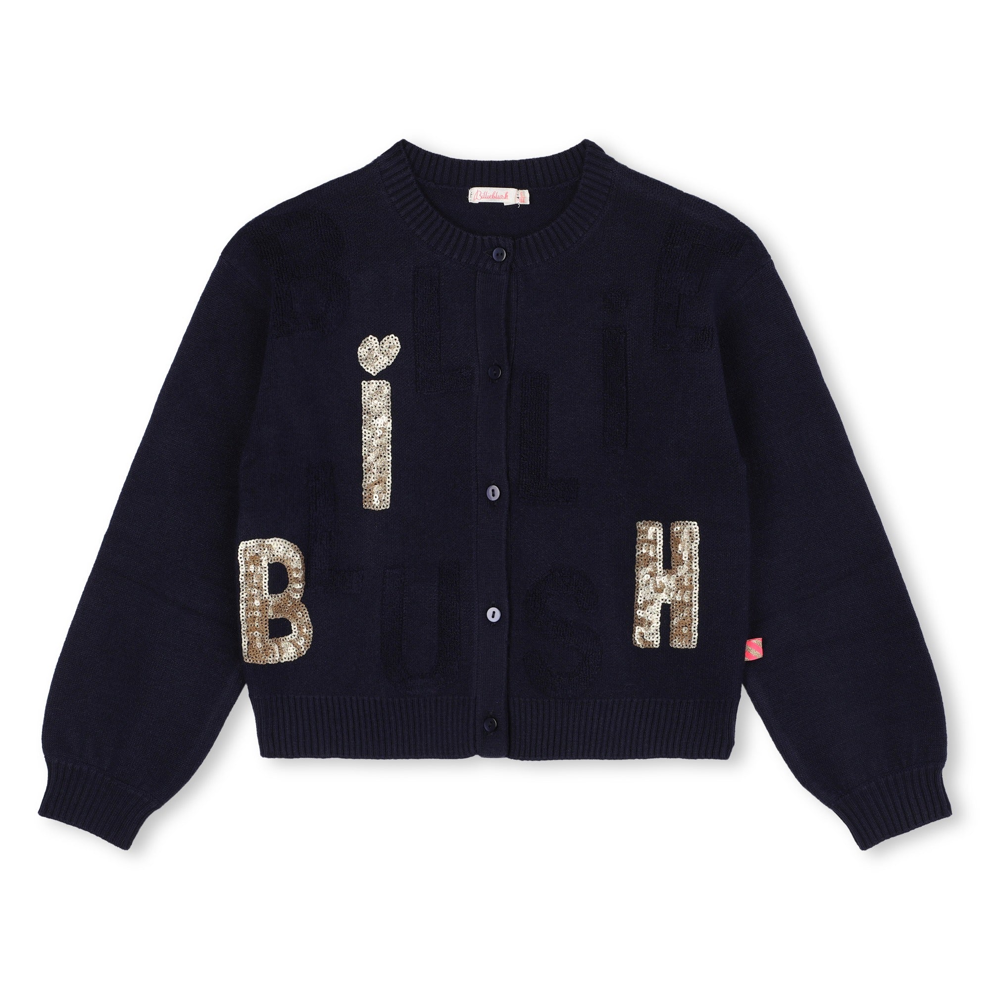 Girls Dark Blue Sequin Knit Cardigan