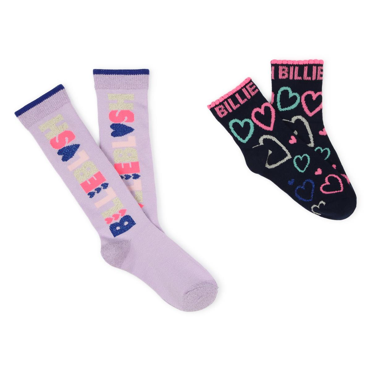 Girls Purple Cotton Socks Set(2 Pack)