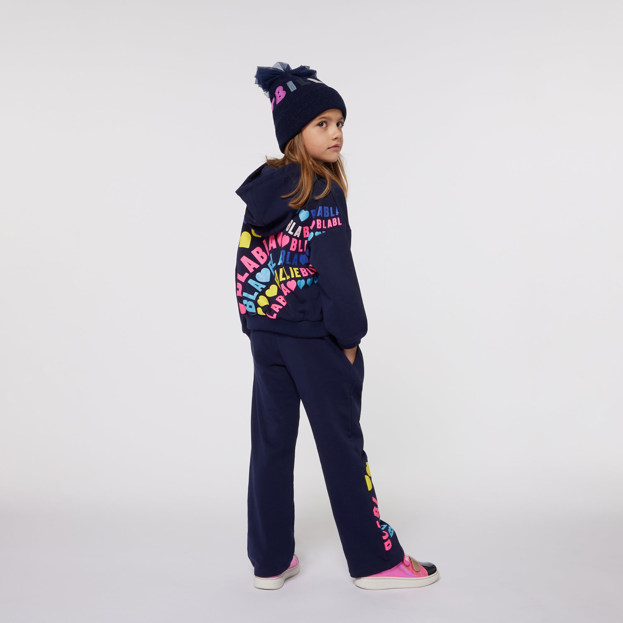 Girls Navy Sequin Hat & Scarf Set