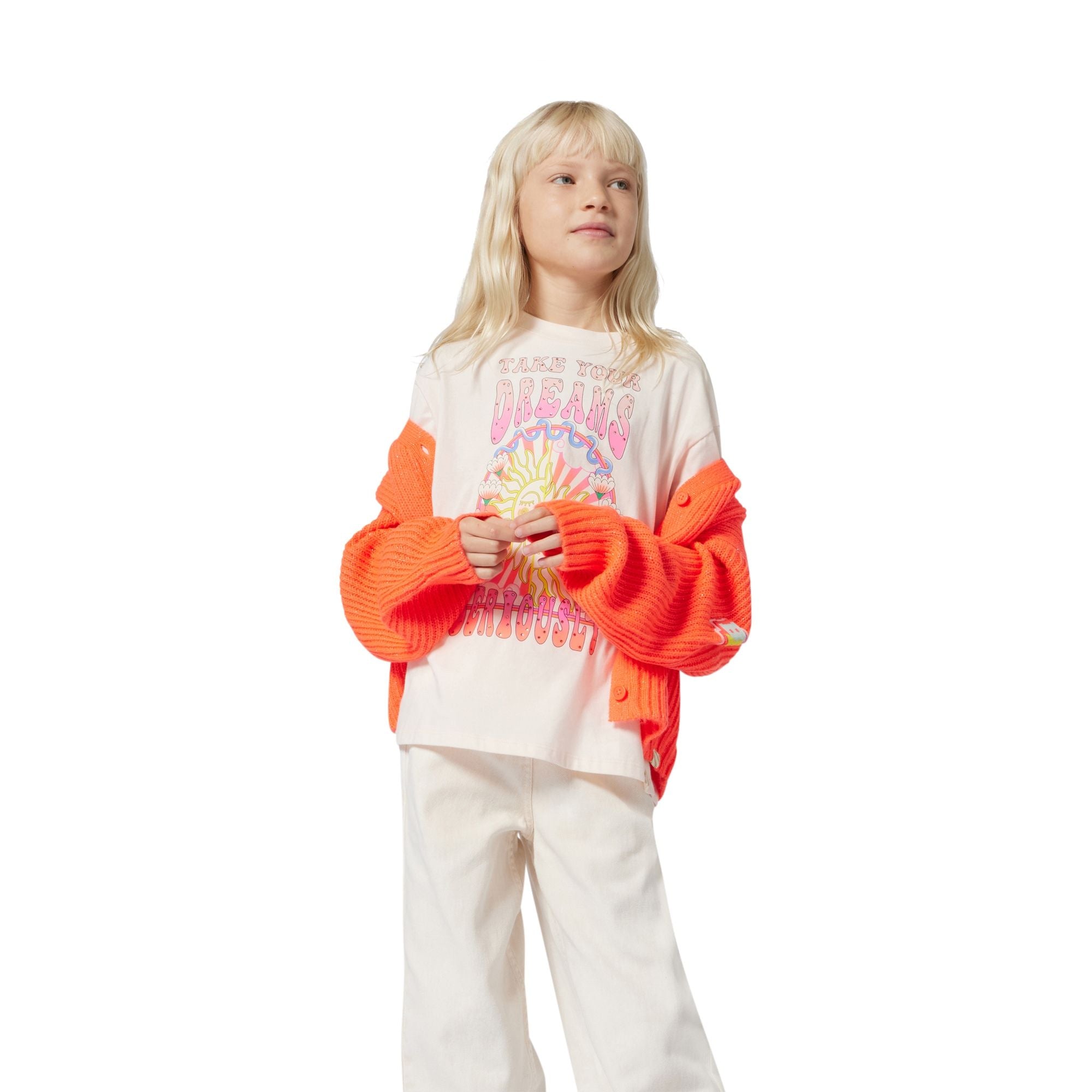 Girls Beige Denim Trousers