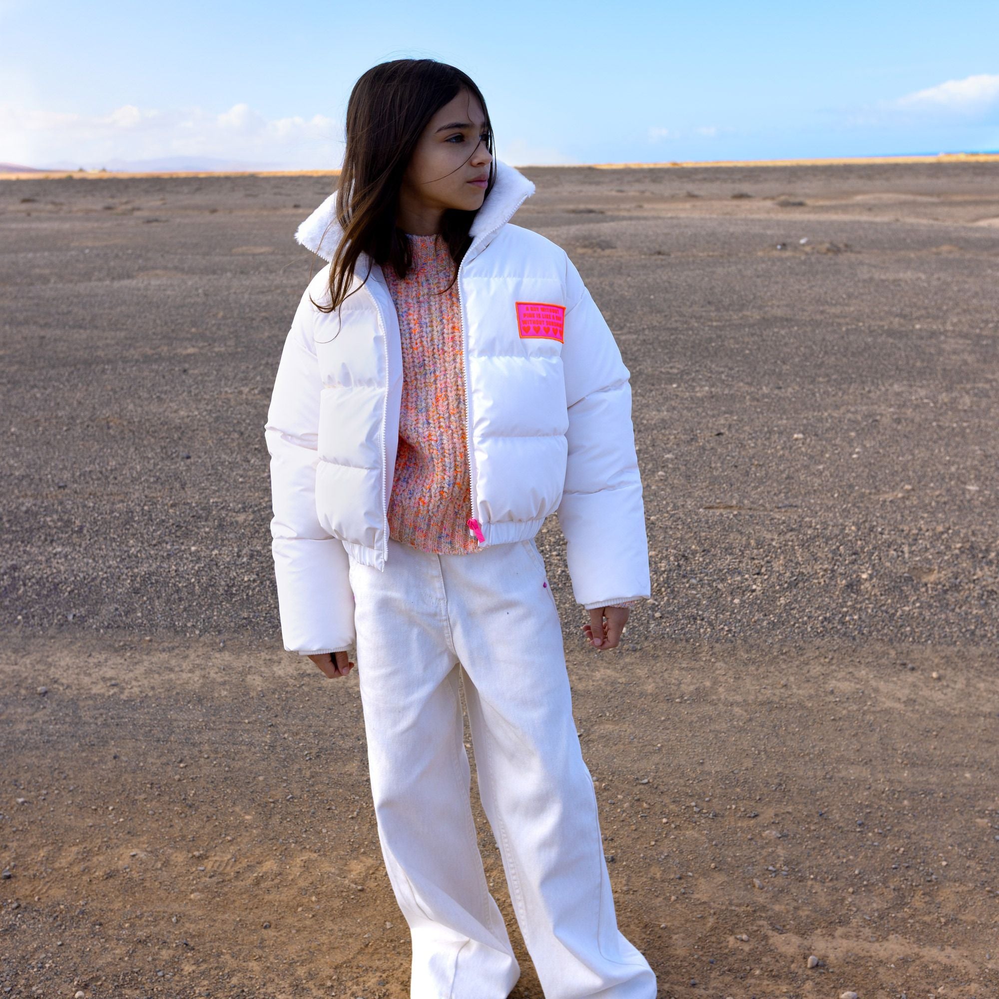 Girls Beige Denim Trousers