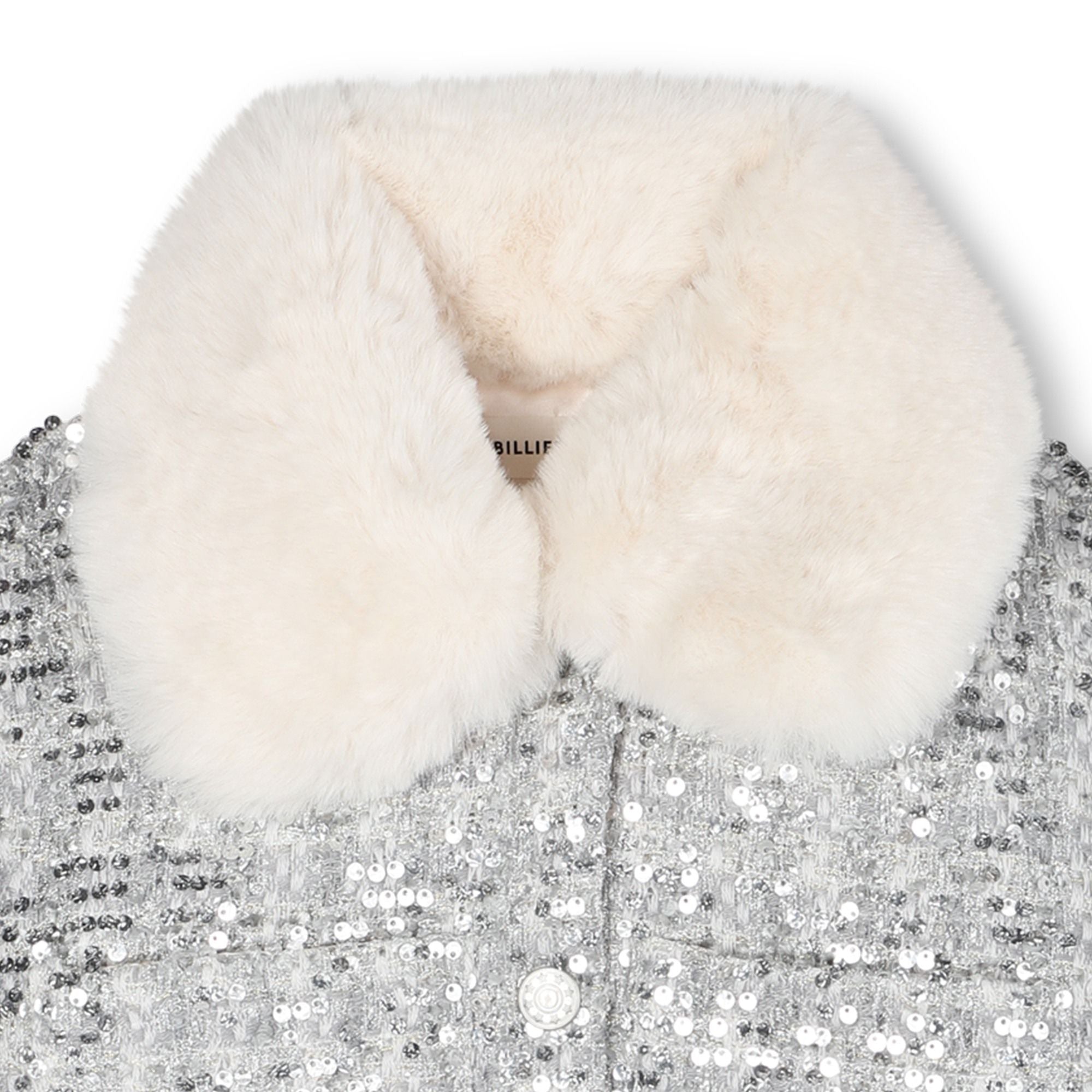 Girls Silver Sequin Padded Jacket