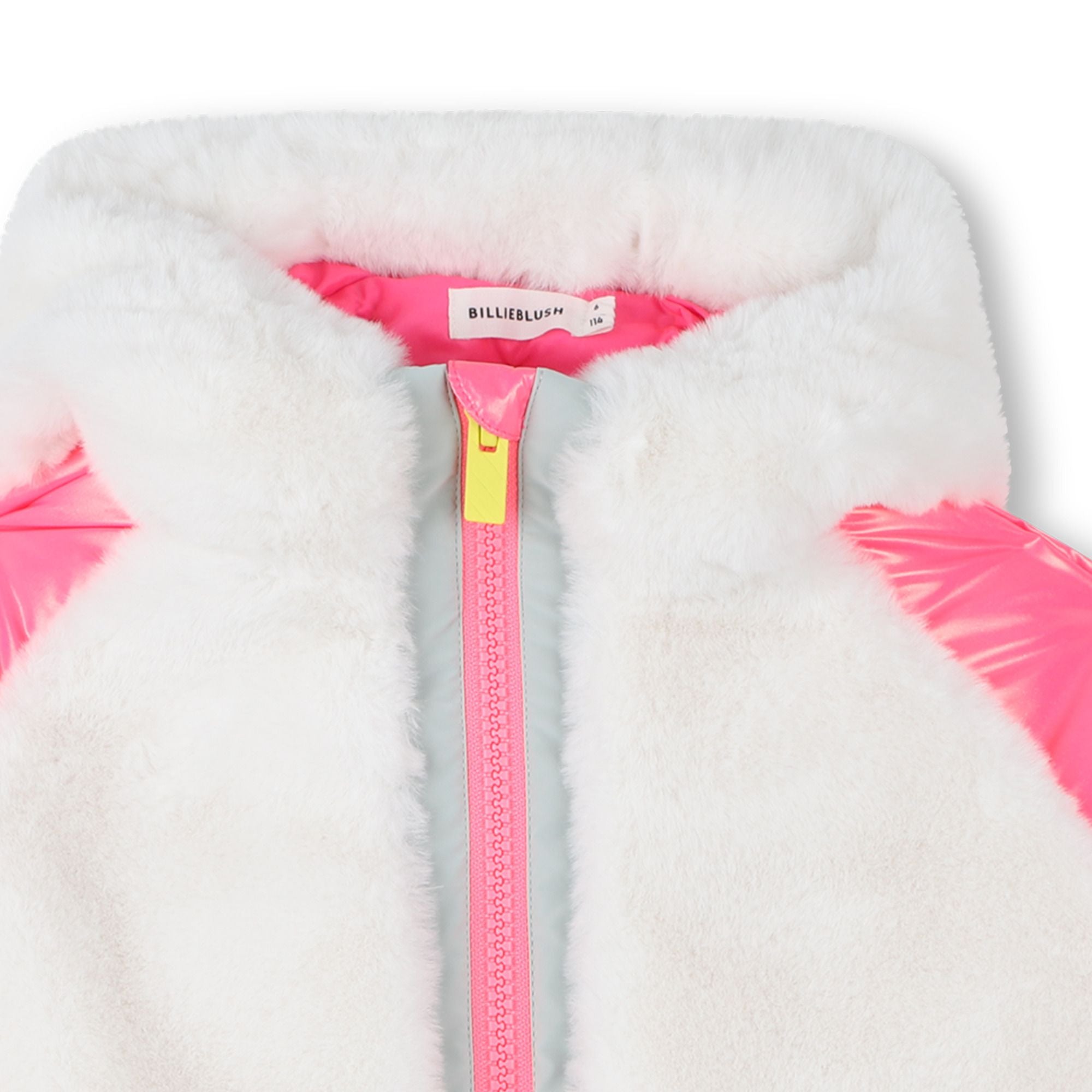 Girls White Padded Plush Jacket