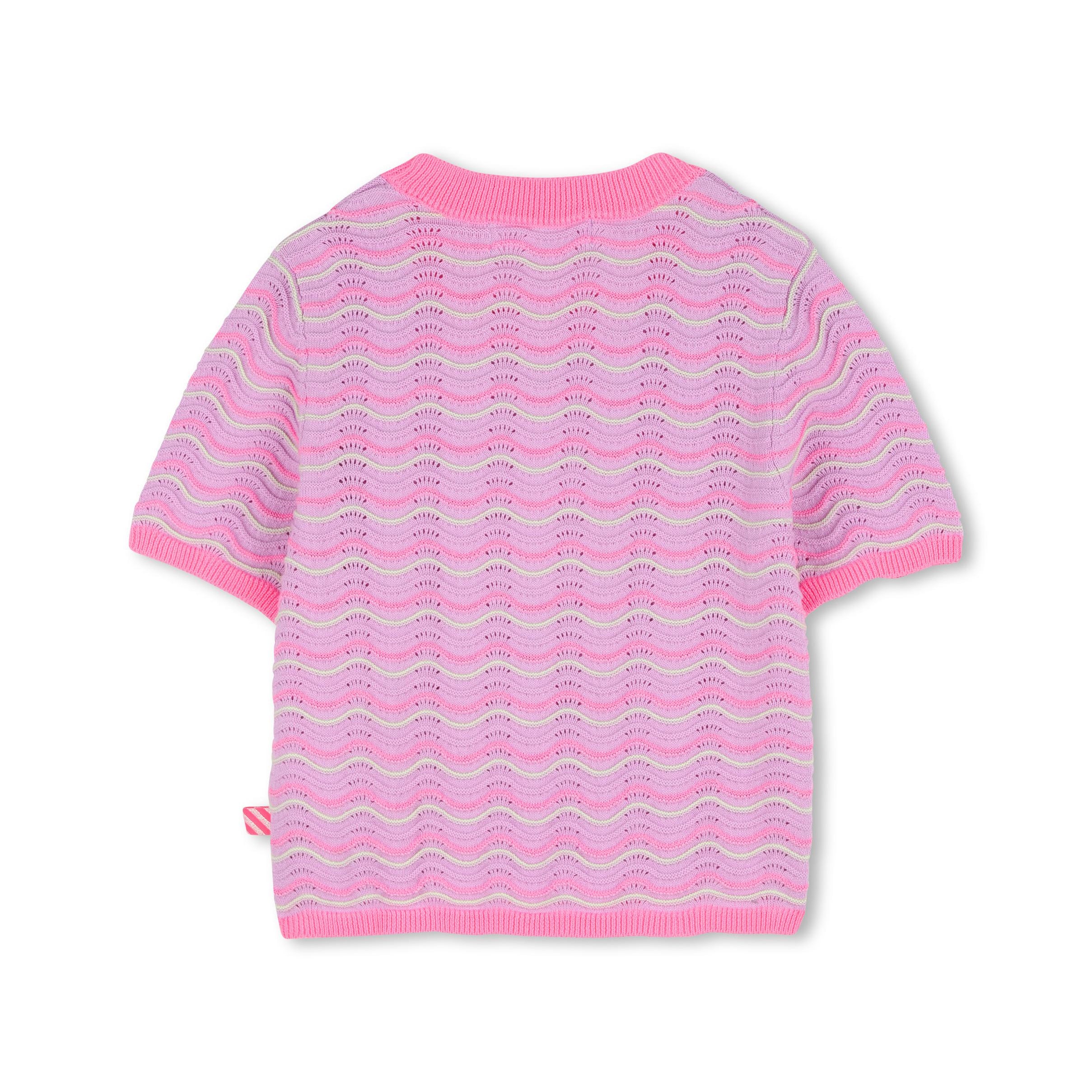 Girls Pink Ripple Cotton Knit Sweater