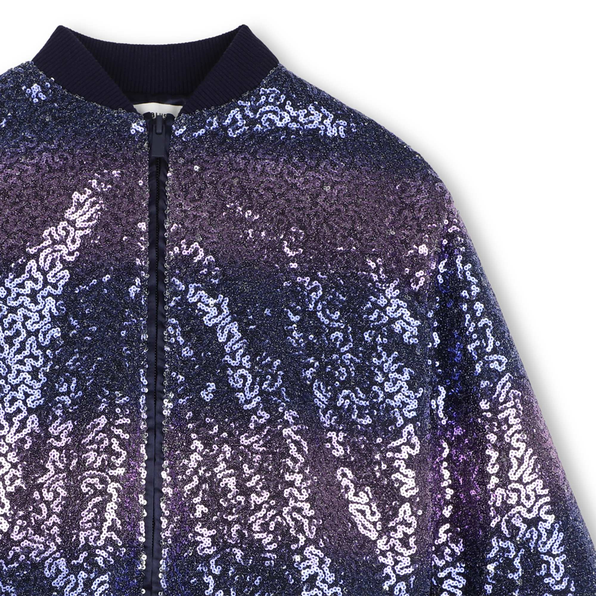 Girls Blue Purple Sequins Padded Jacket