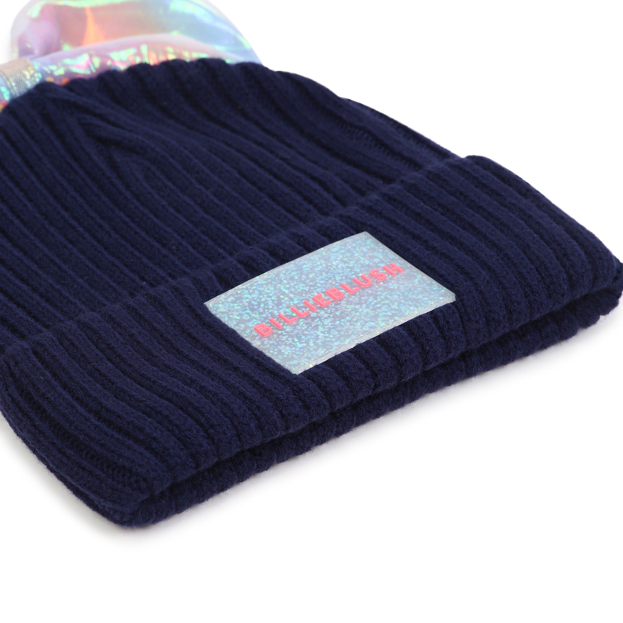 Girls Dark Blue Bow Knit Hat