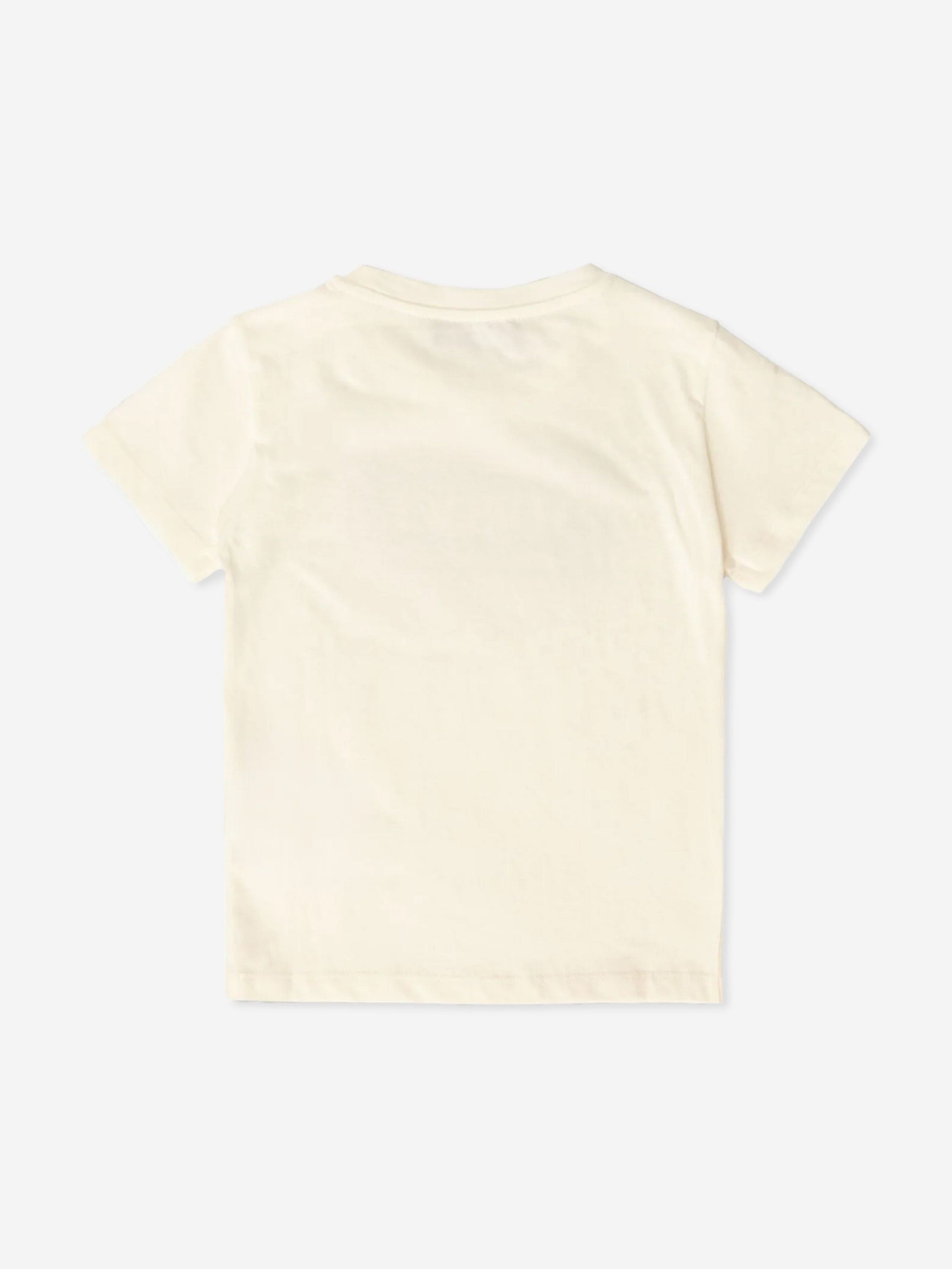 Versace Girls Diamante Logo T-Shirt in White