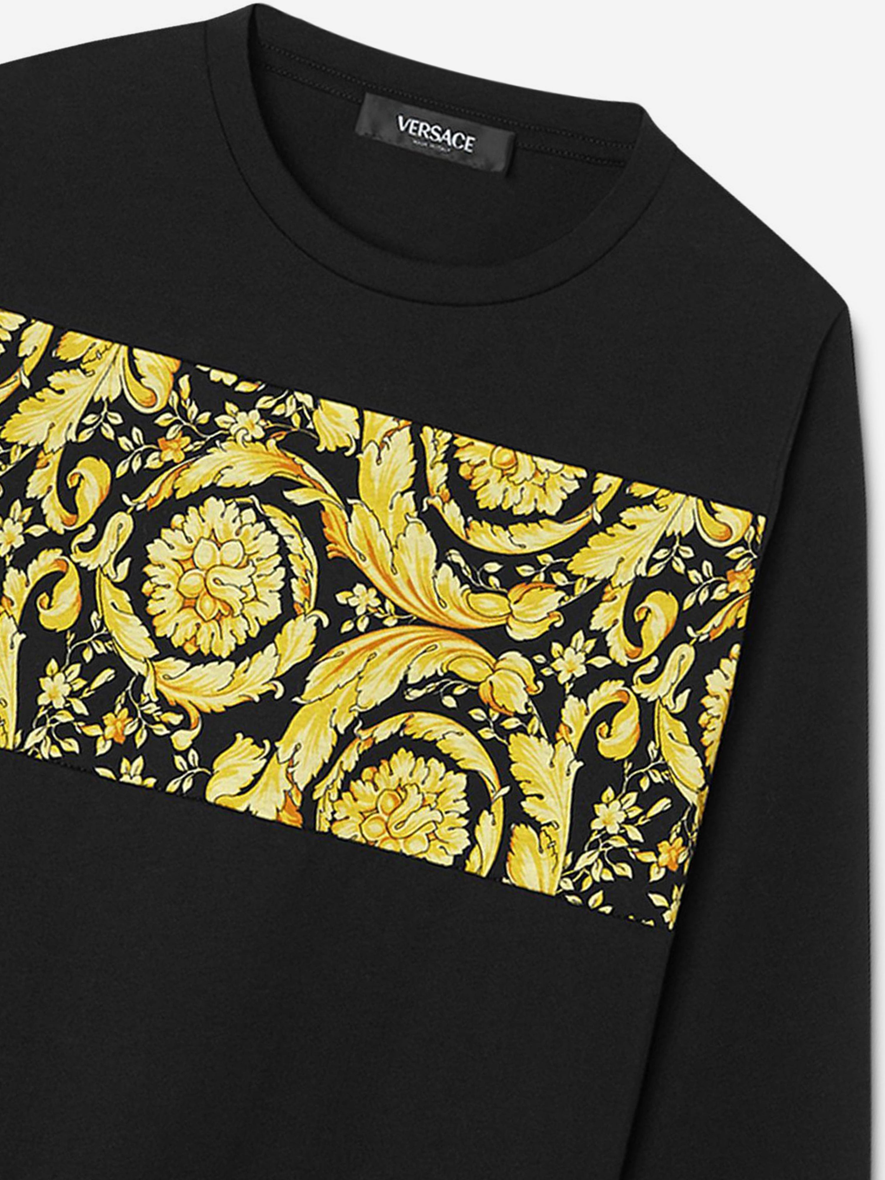 Versace Boys Barocco Long Sleeve T-Shirt in Black