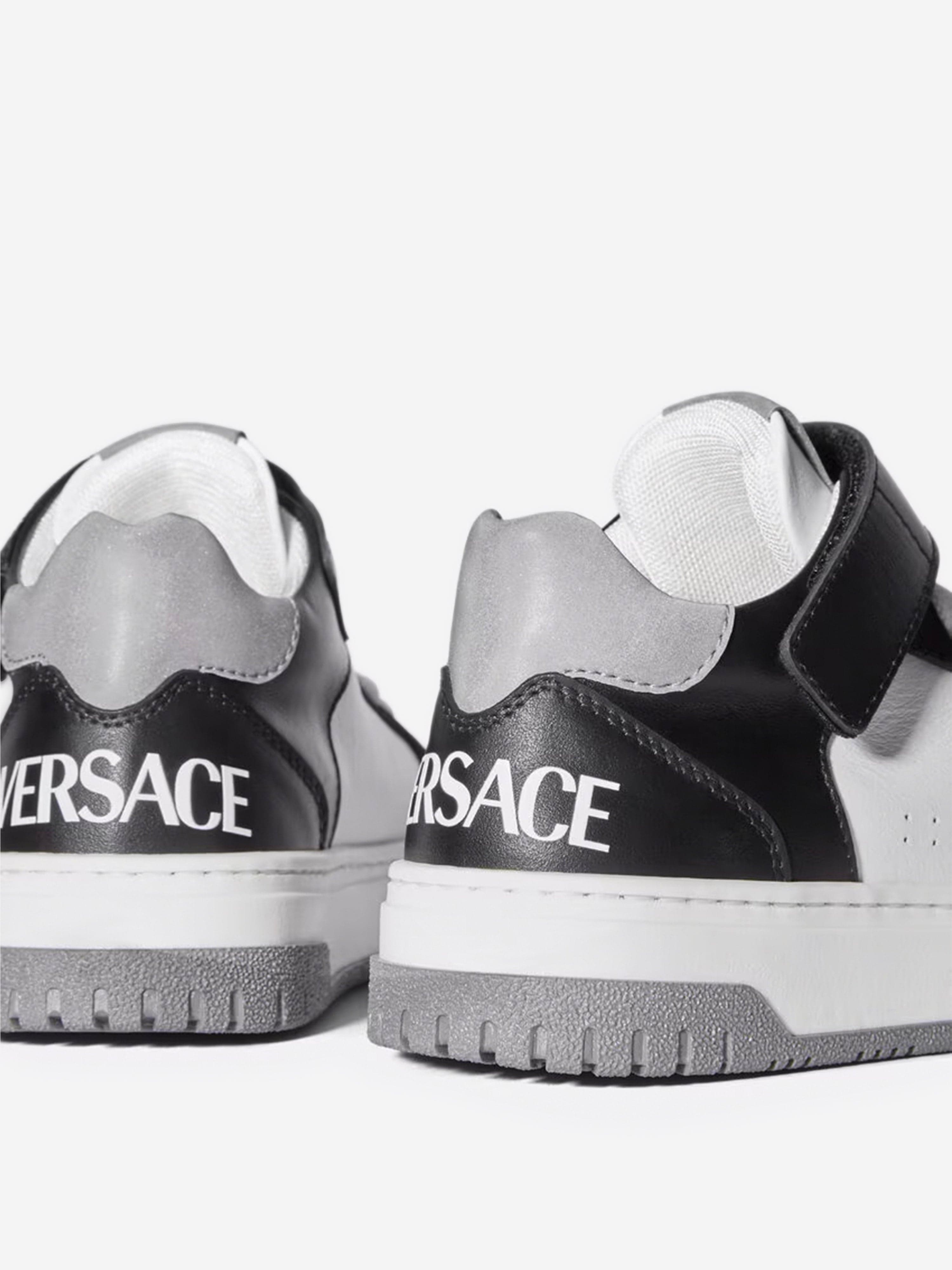 Versace Kids Leather Low Top Trainers in White