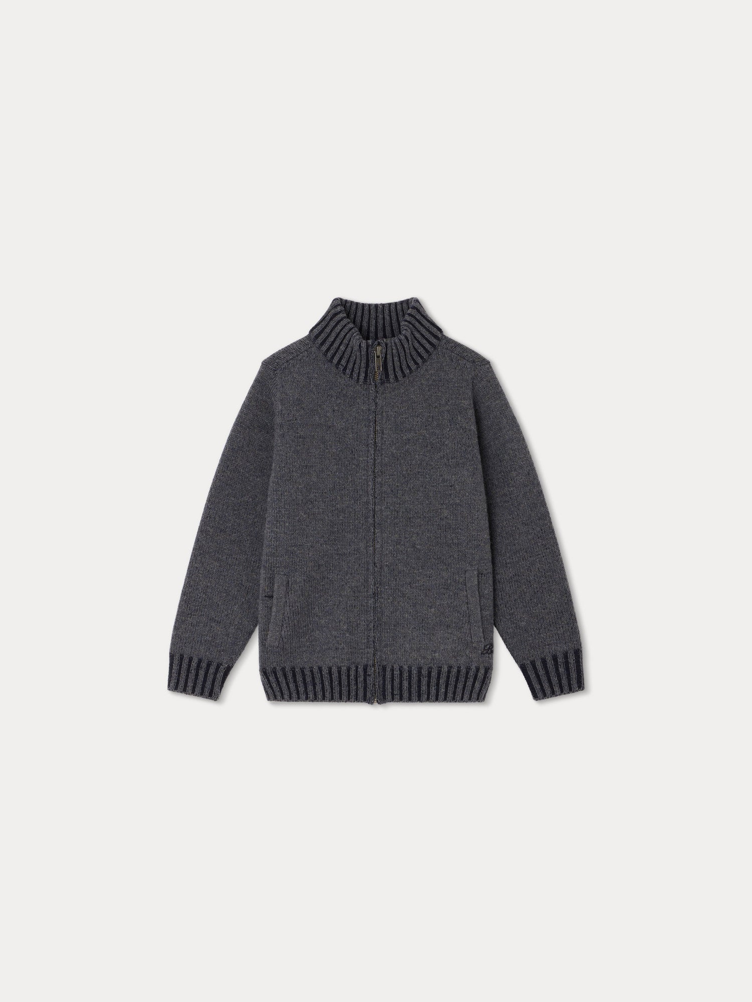 Boys Grey Blue Wool Cardigan