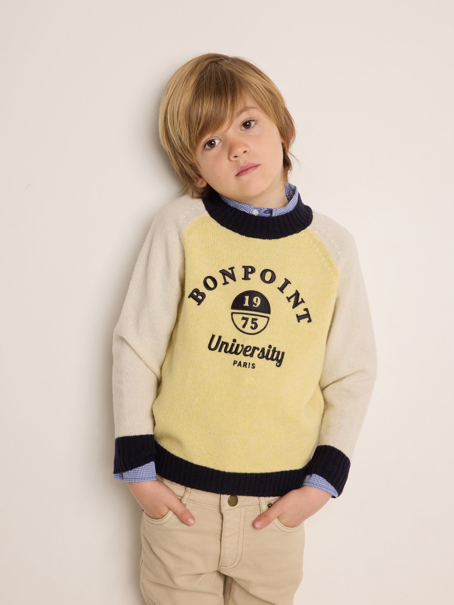 Boys Yellow Logo Wool Sweater