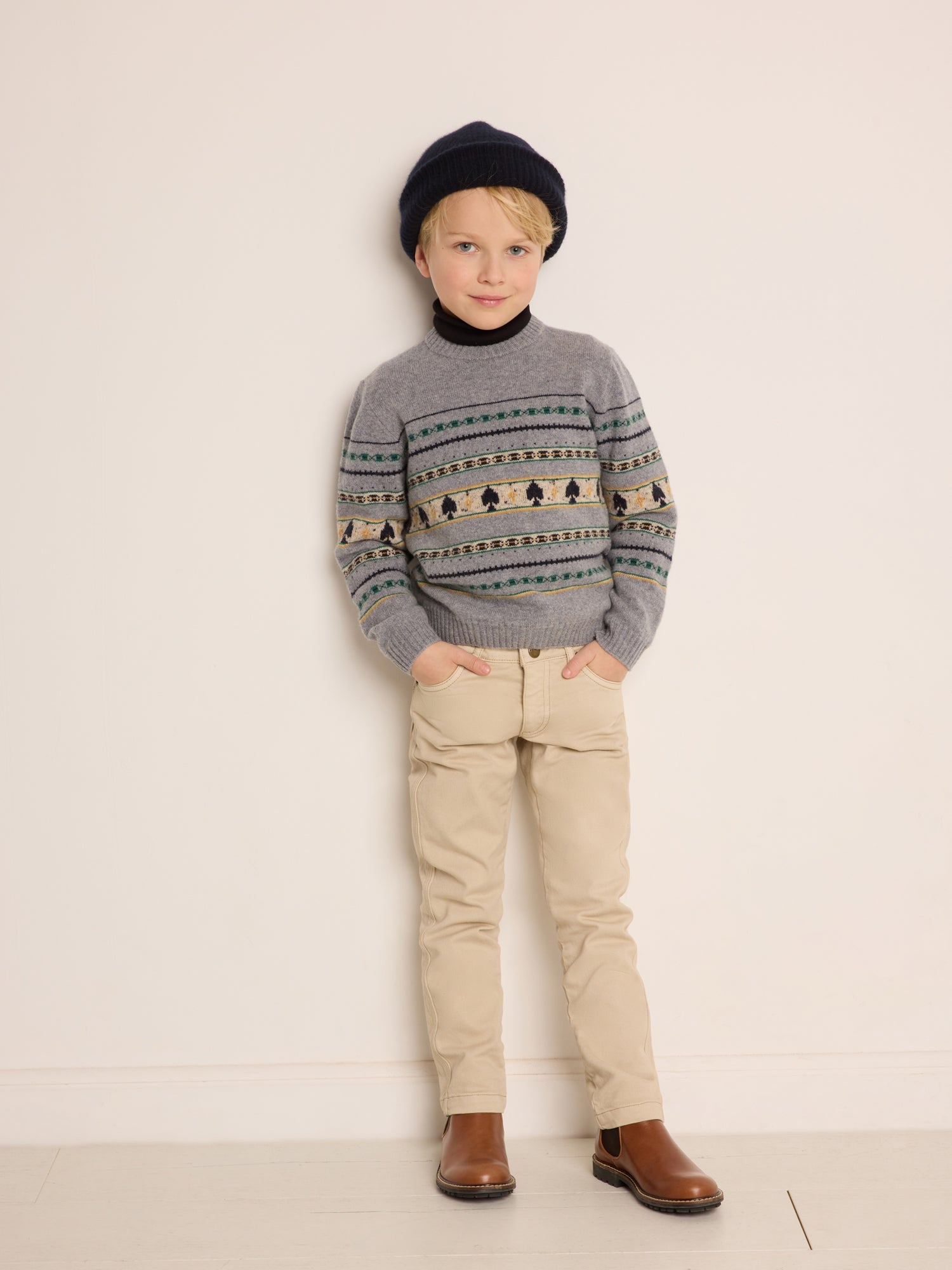 Boys Grey Wool Sweater