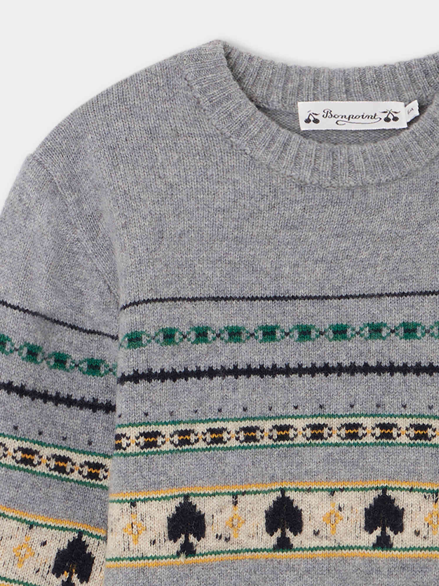 Boys Grey Wool Sweater