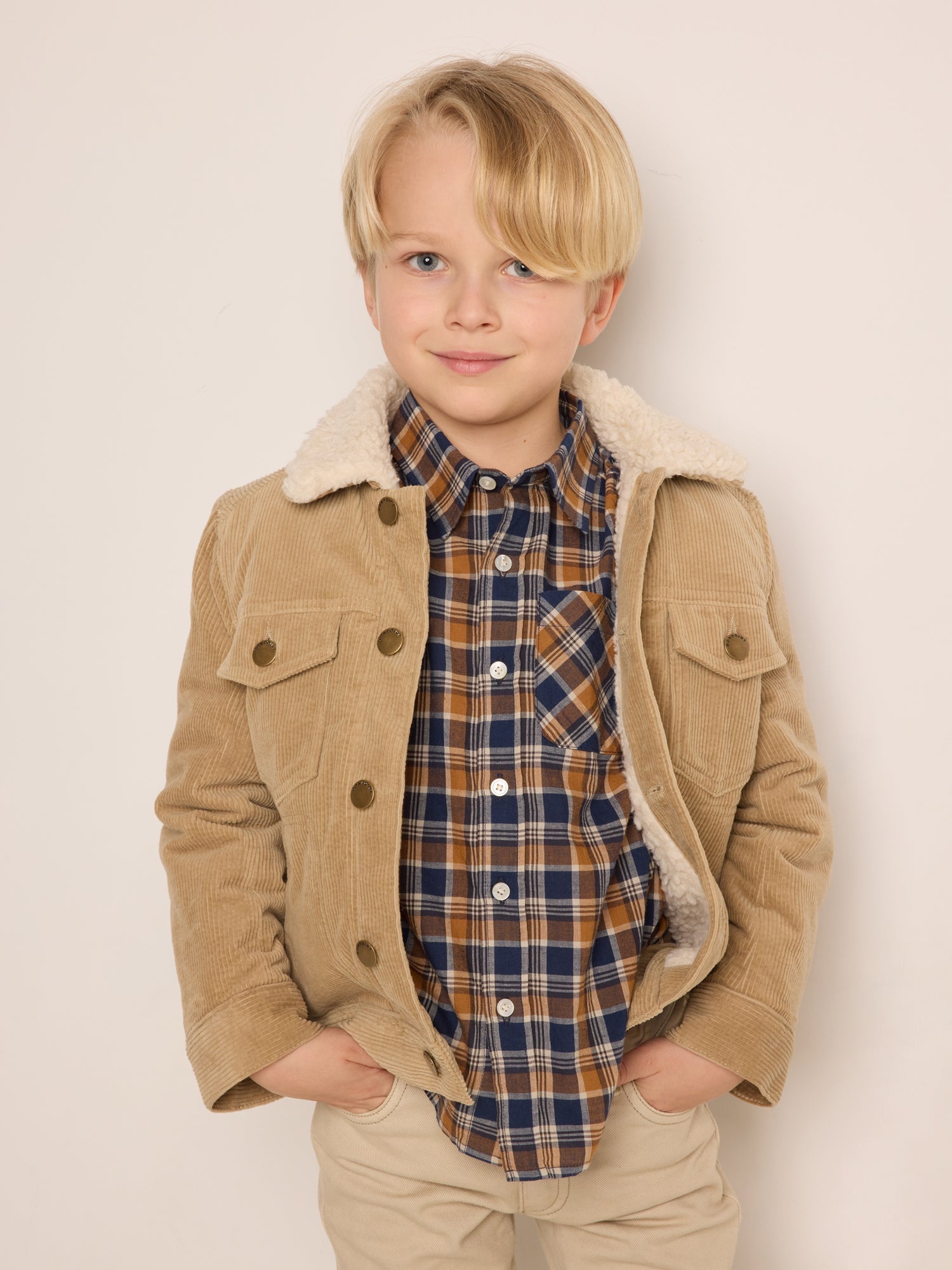 Boys Beige Corduroy Jacket