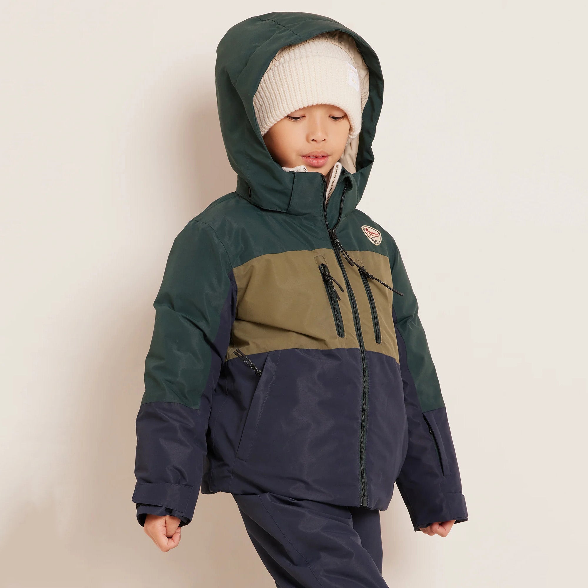 Boys Dark Green Snow Padded Down Jacket
