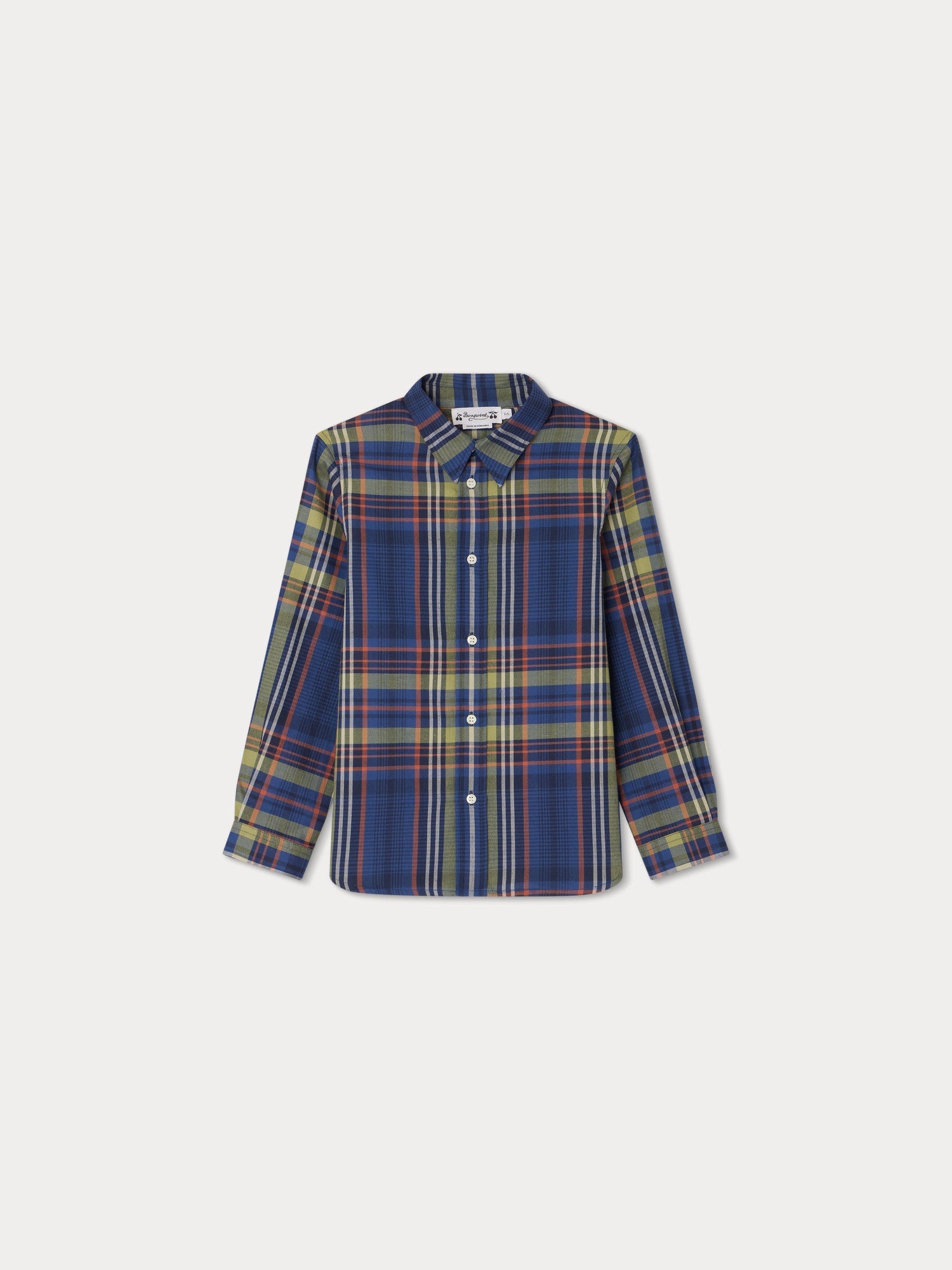 Boys Navy Check Cotton Shirt