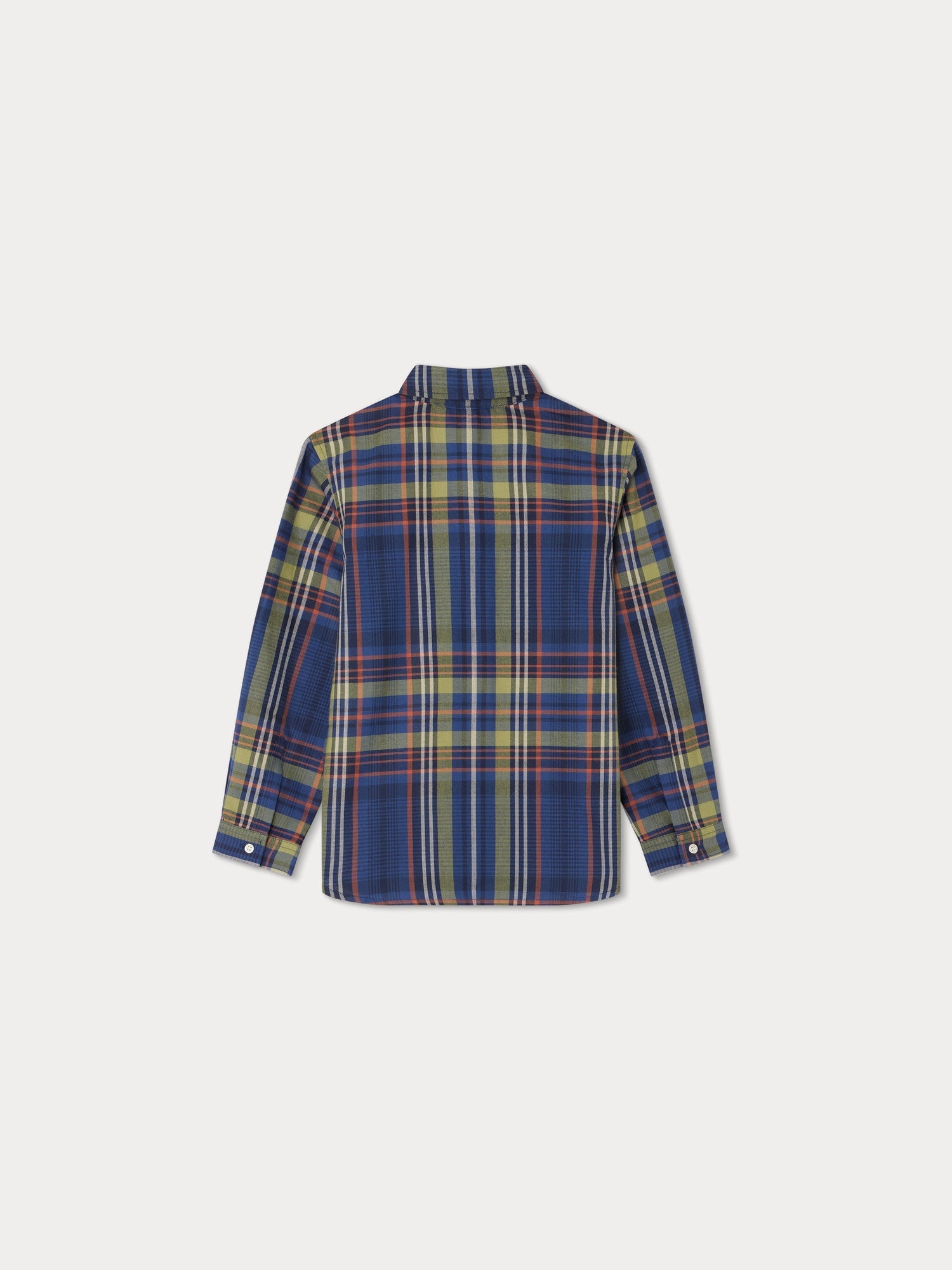 Boys Navy Check Cotton Shirt