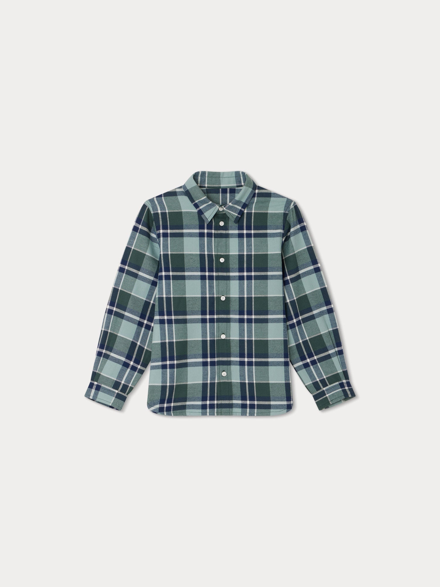 Boys Green Check Cotton Shirt