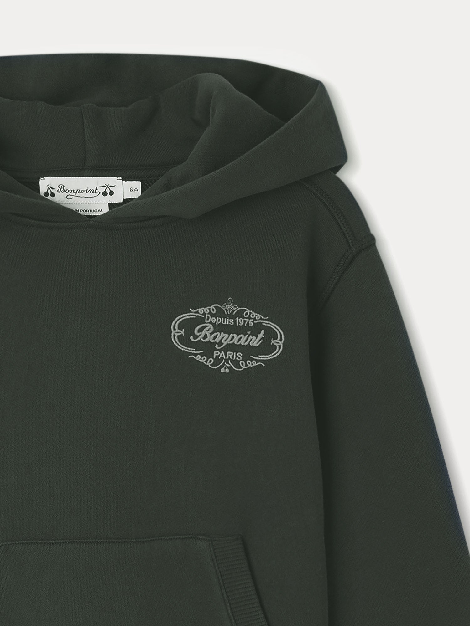 Boys Dark Green Cotton Hooded Sweatshirt
