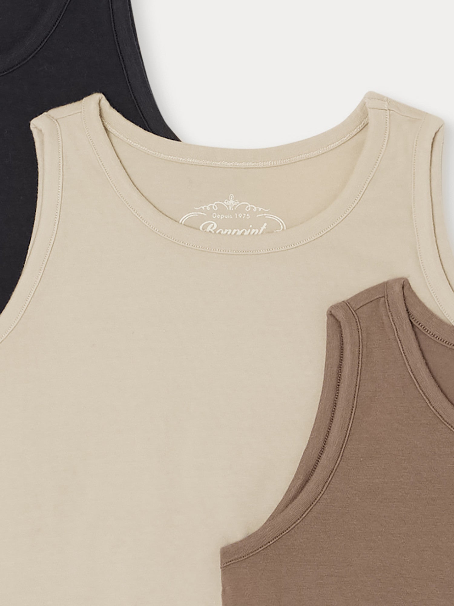 Boys Beige Cotton Vest Set(3 Pack)