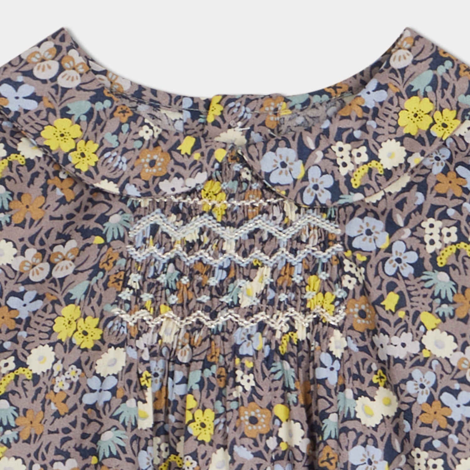 Baby Girls Brown Floral Cotton Shirt