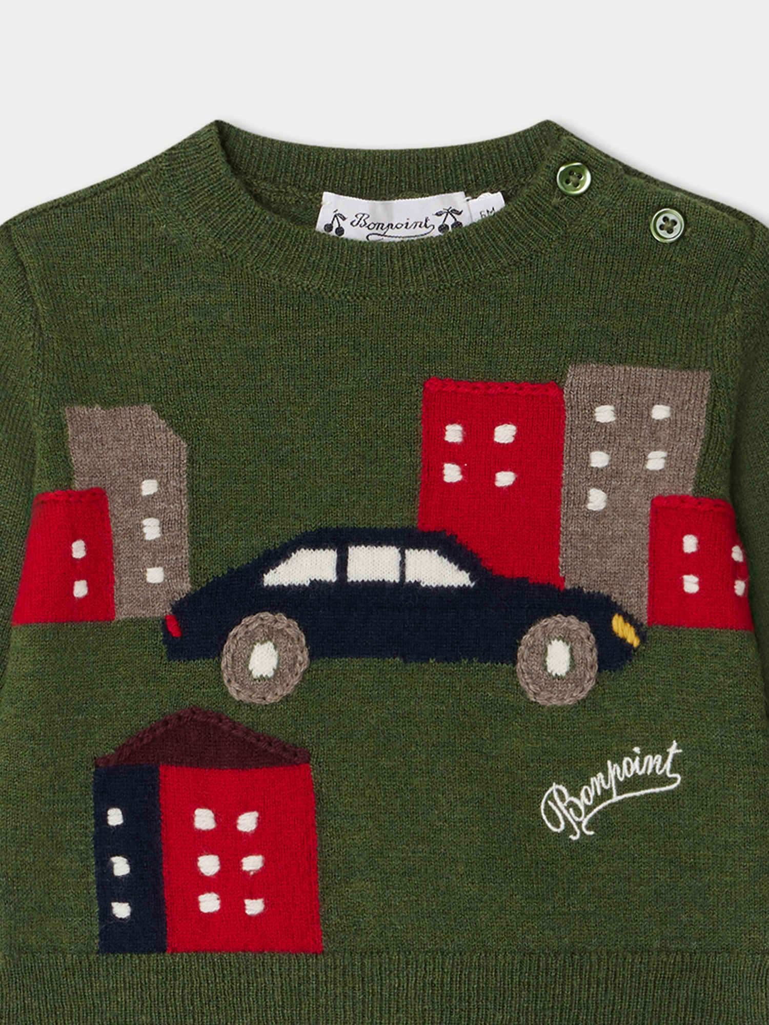 Baby Boys Green Wool Sweater