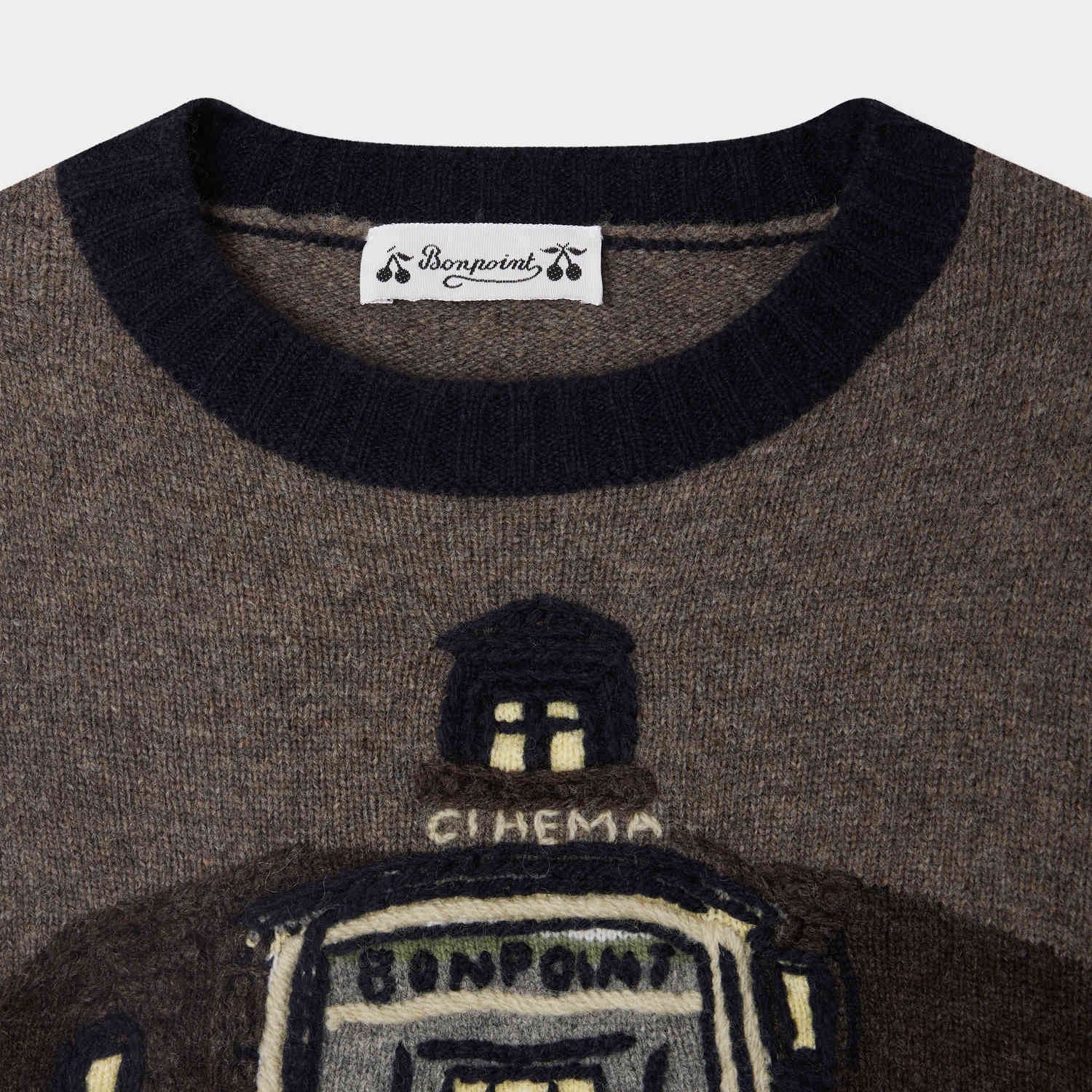 Boys Brown Jacquard Wool Sweater