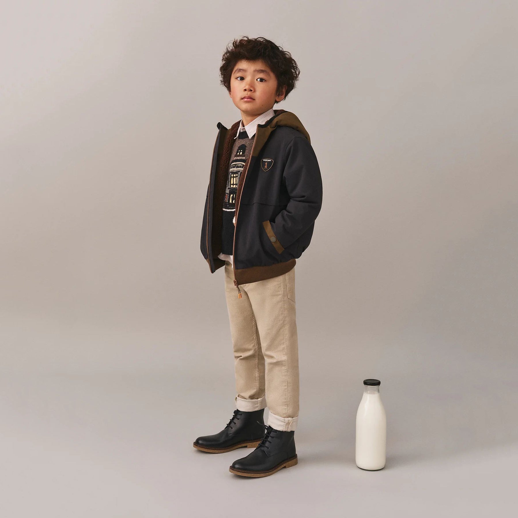 Boys Dark Blue Hooded Jacket