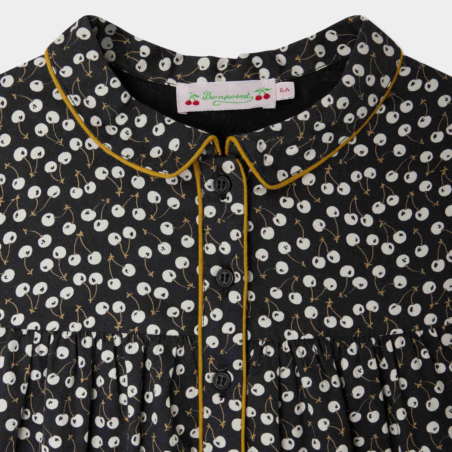 Girls Dark Blue Printed Cotton Dress