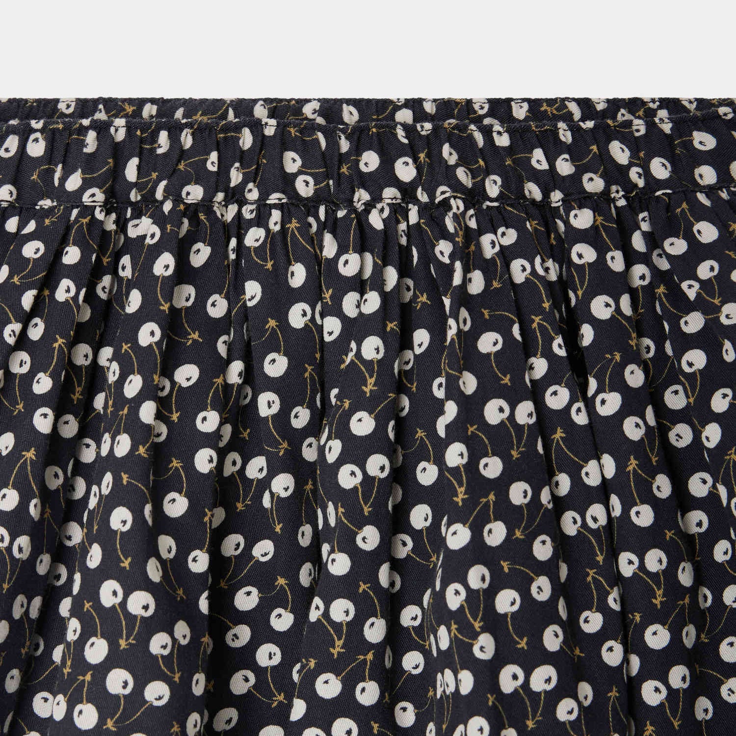 Girls Navy Cherry Printed Cotton Skirt