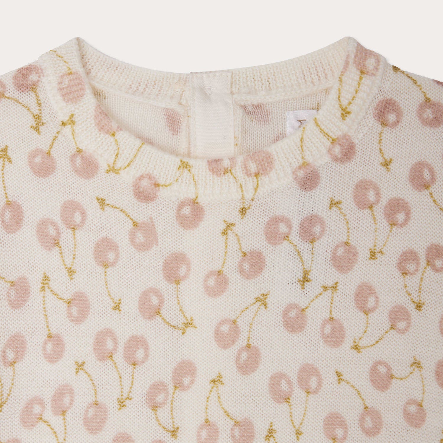 Baby Girls White Cherry Printed Wool Babysuit