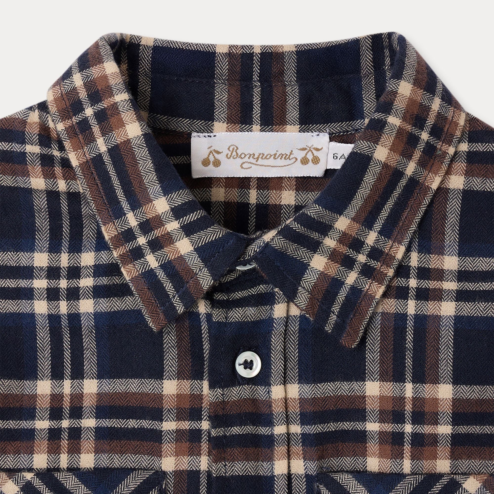 Boys Navy Check Cotton Shirt