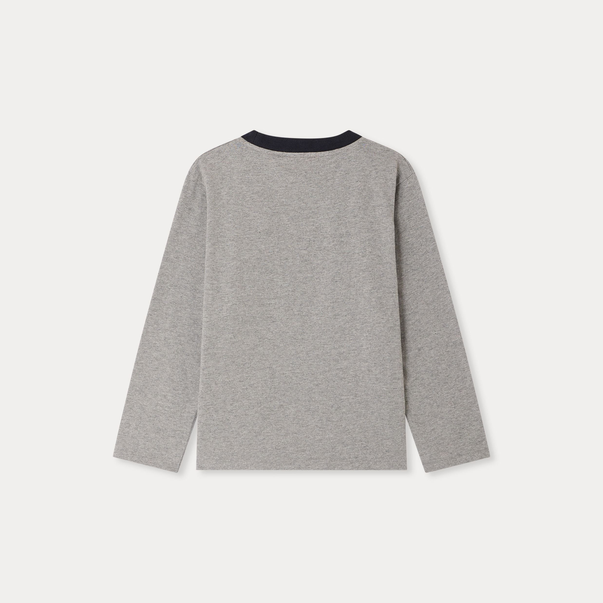 Boys Grey Printed Cotton T-Shirt