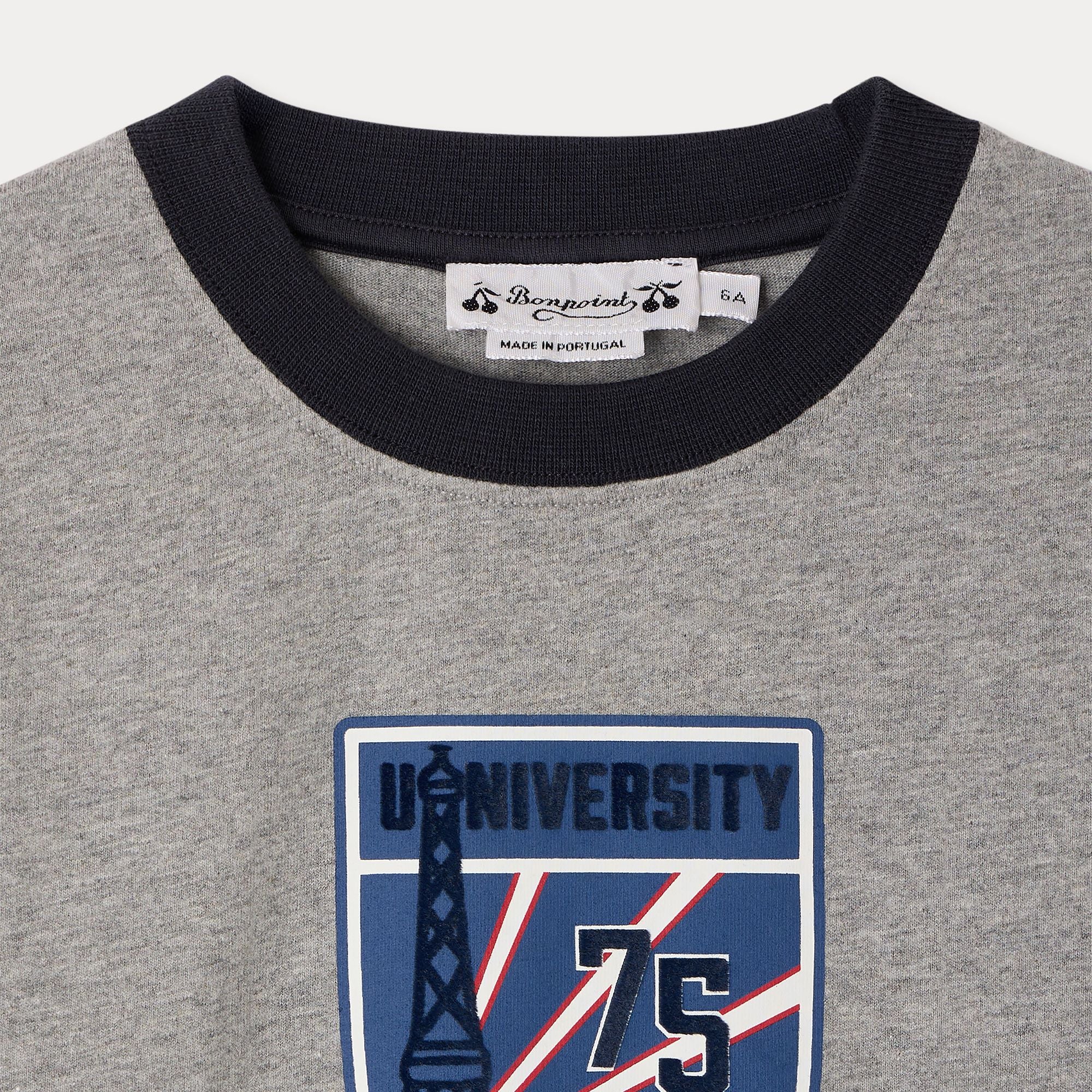 Boys Grey Printed Cotton T-Shirt