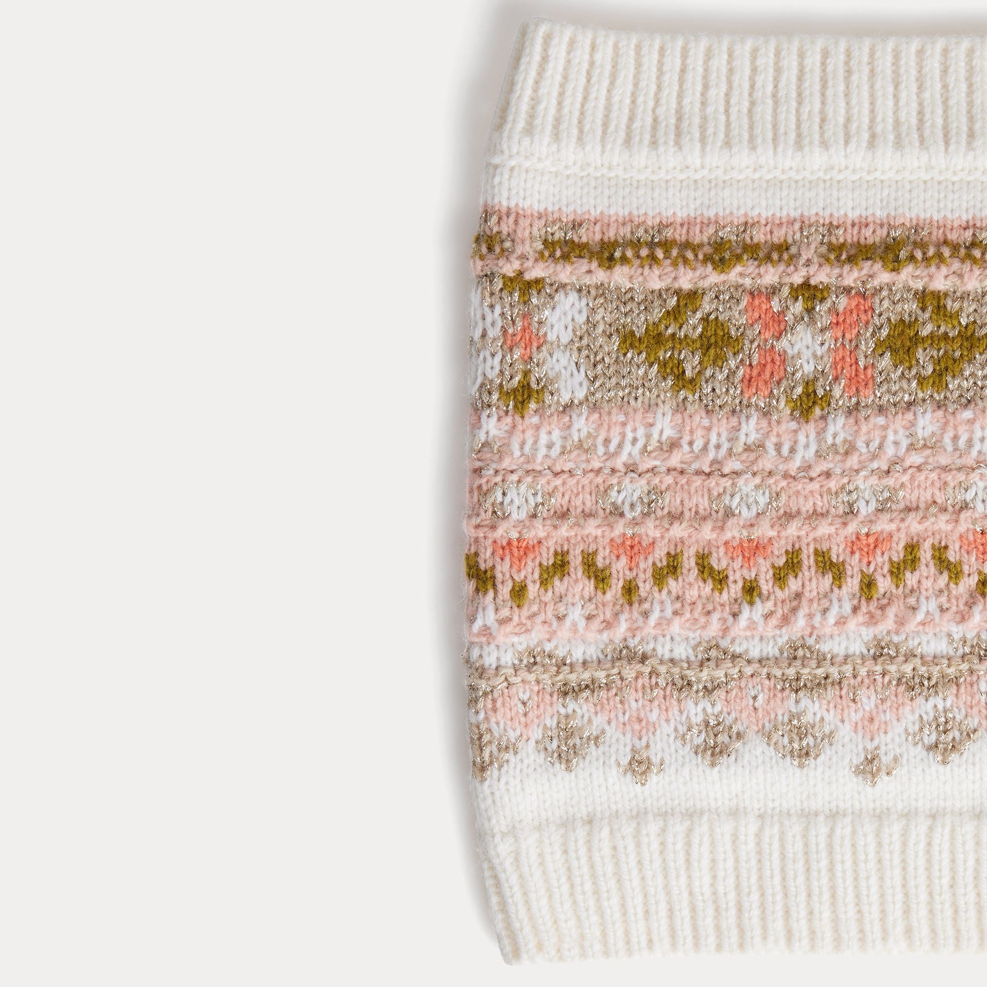 Girls White Jacquard Wool Scarf