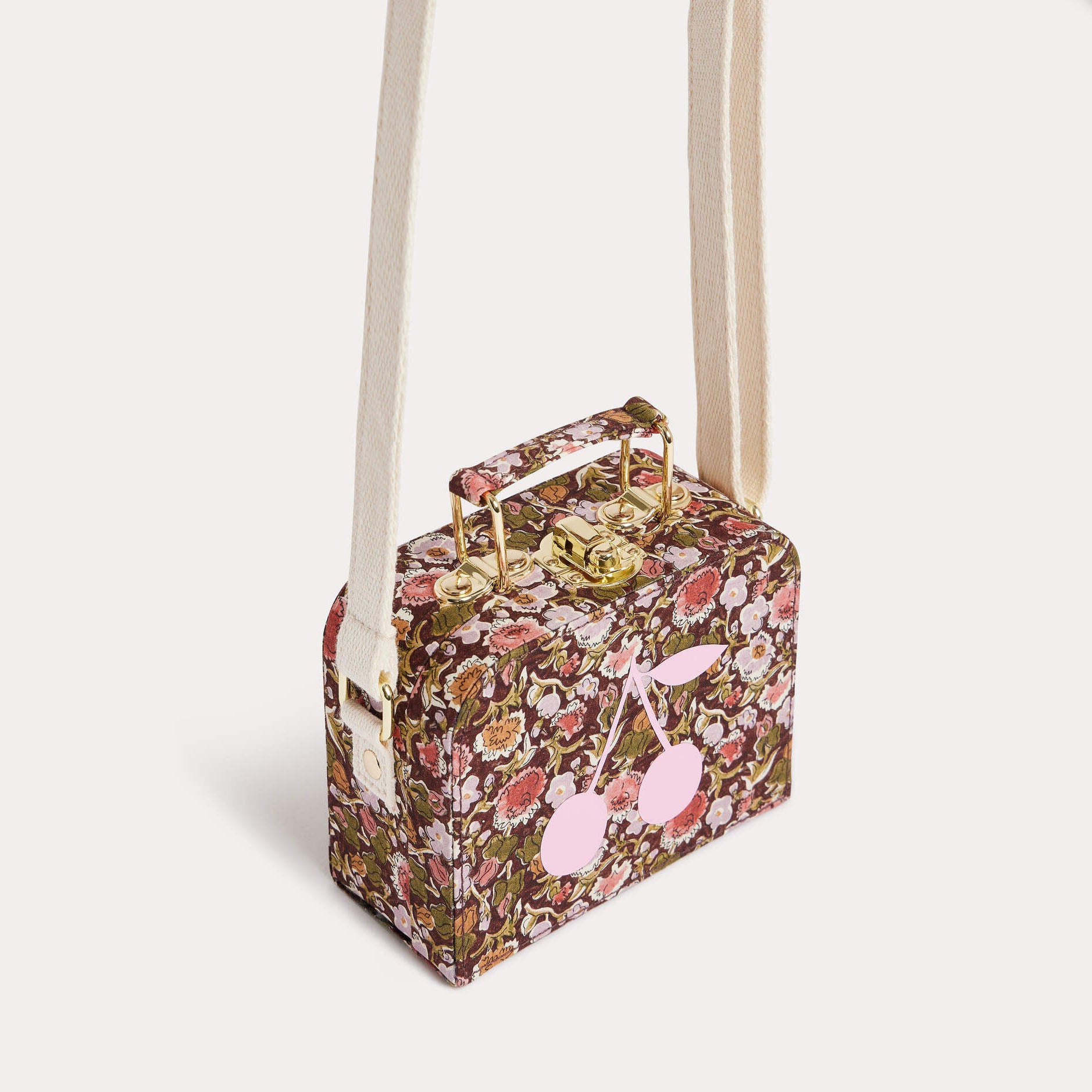 Girls  Aubergine Flowers Shoulder Bag(12.5 x 5.5 x 9.5 cm)