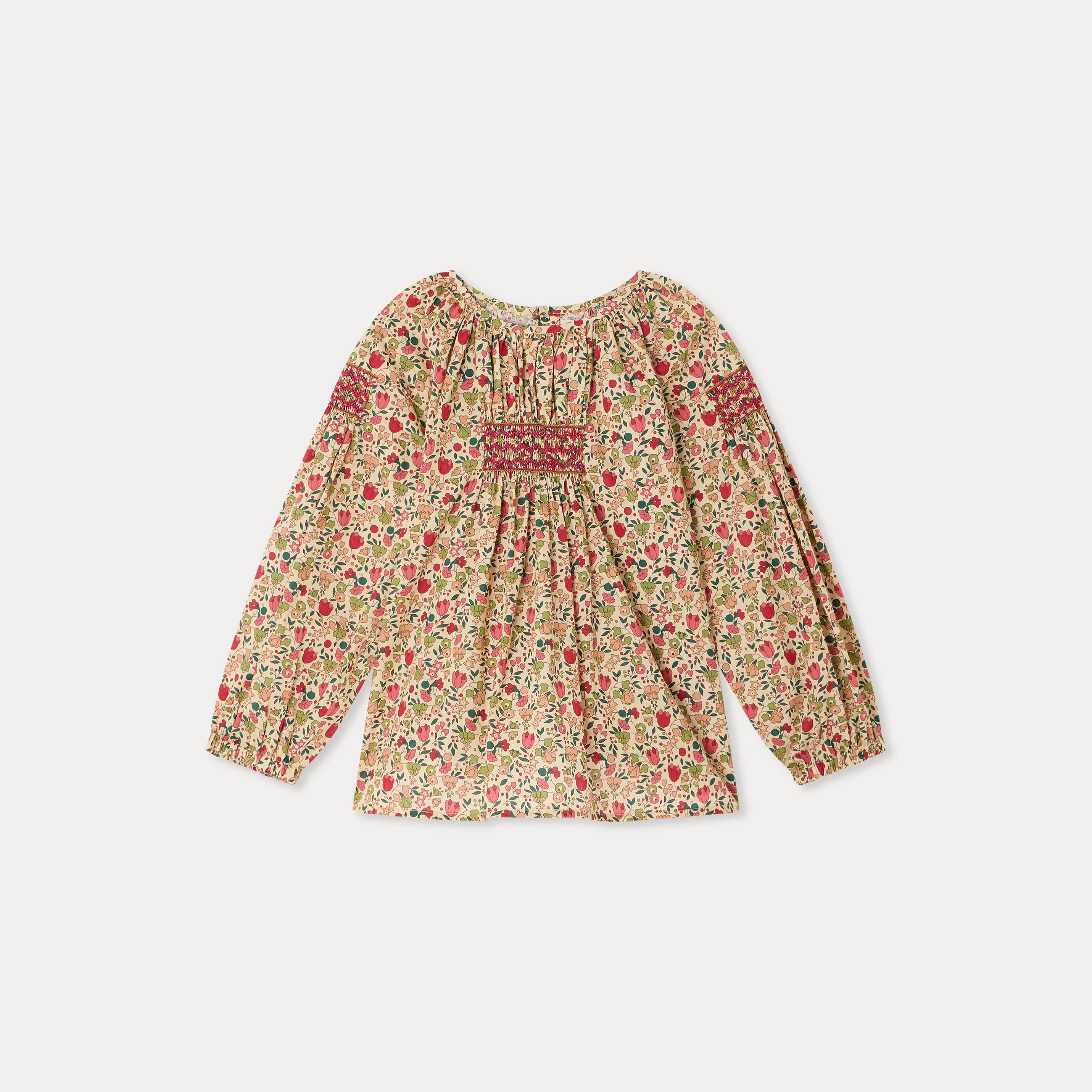 Girls Pink Floral Cotton Blouse