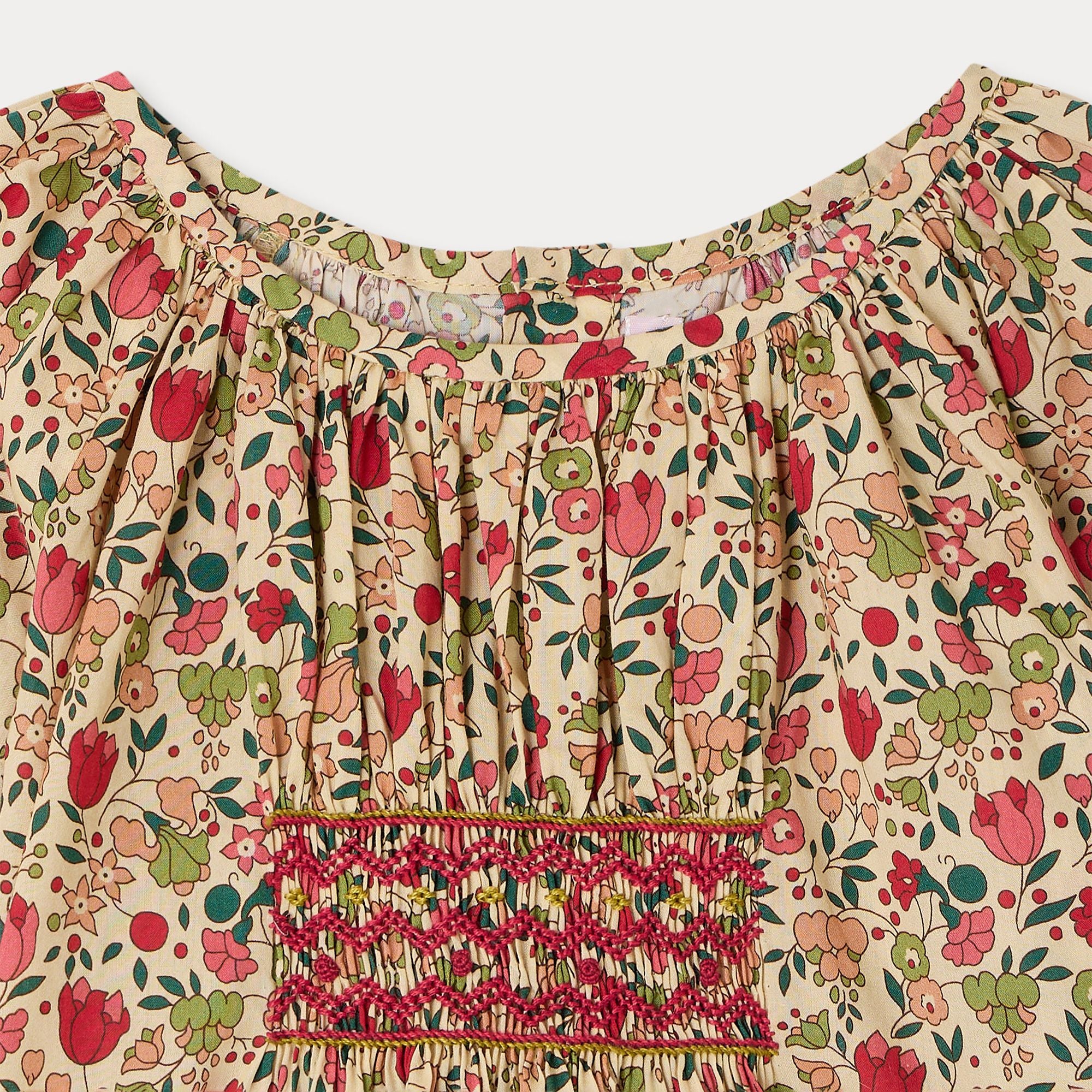 Girls Pink Floral Cotton Blouse