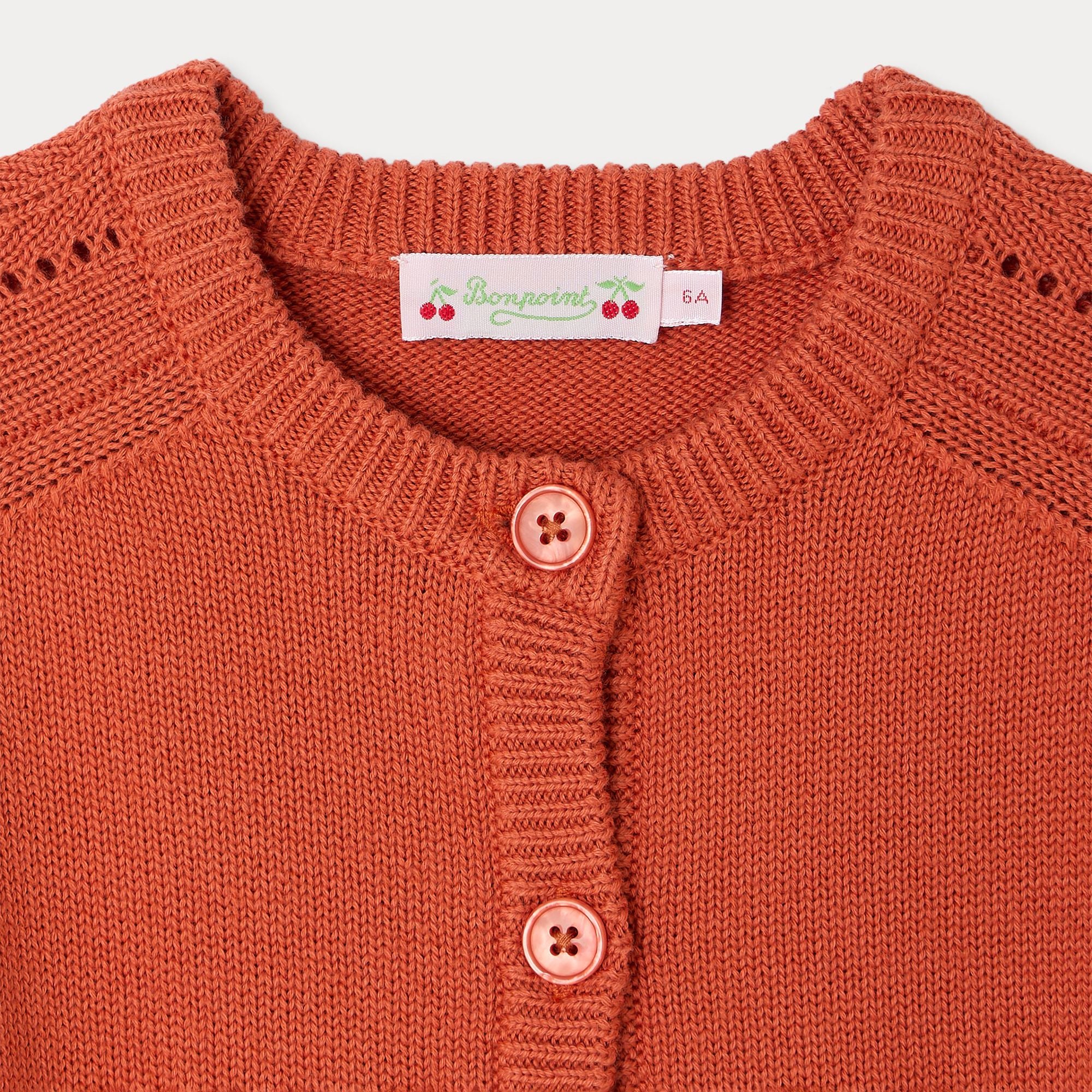 Girls Apricot Wool Knit Cardigan