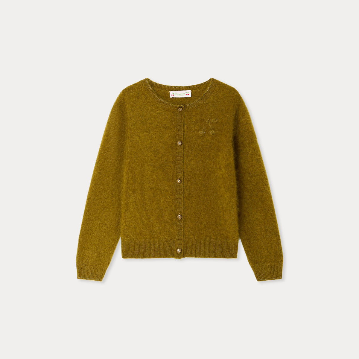 Girls Olive Wool Cardigan