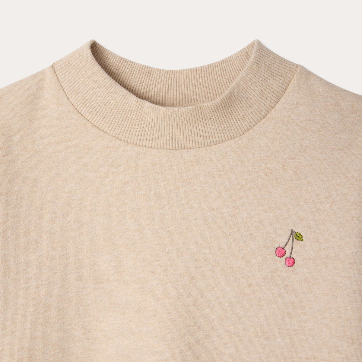 Girls Beige Cherry Cotton Dress