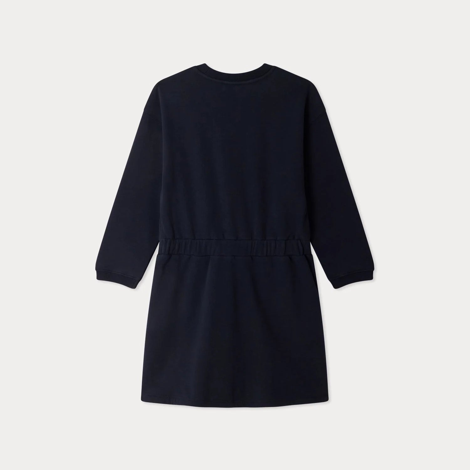 Girls Navy Embroidered Patch Cotton Dress