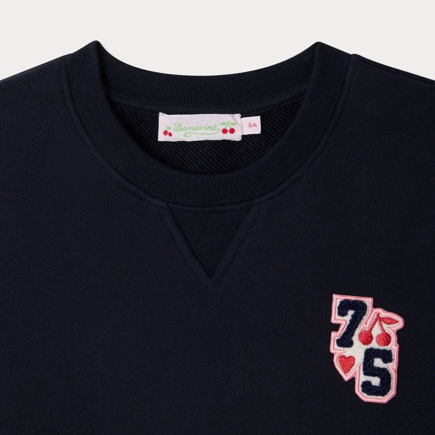 Girls Navy Embroidered Patch Cotton Dress